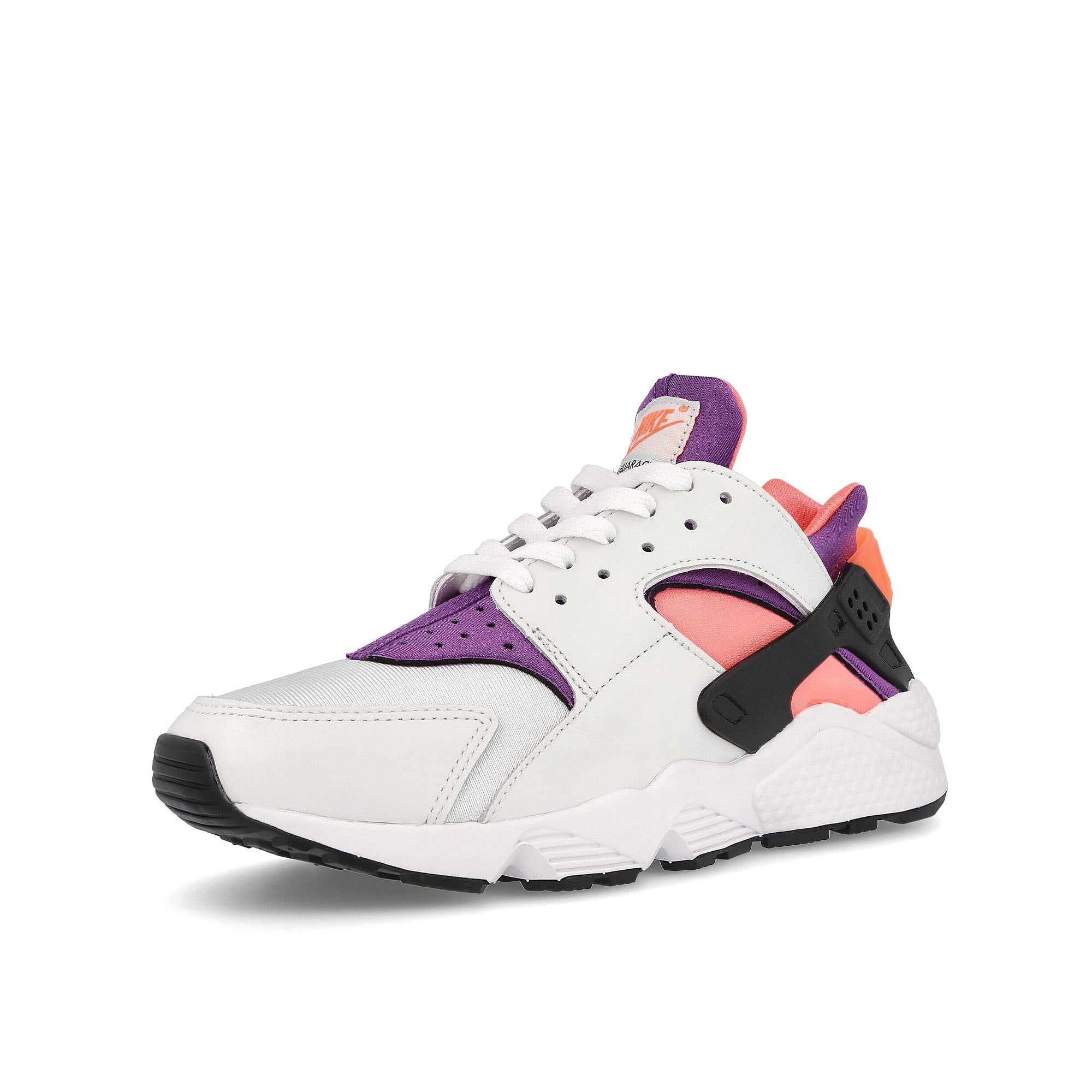 Nike air huarache White-Purple - Bright Mango - Black Low Top Sneakers Close Up | Overkill