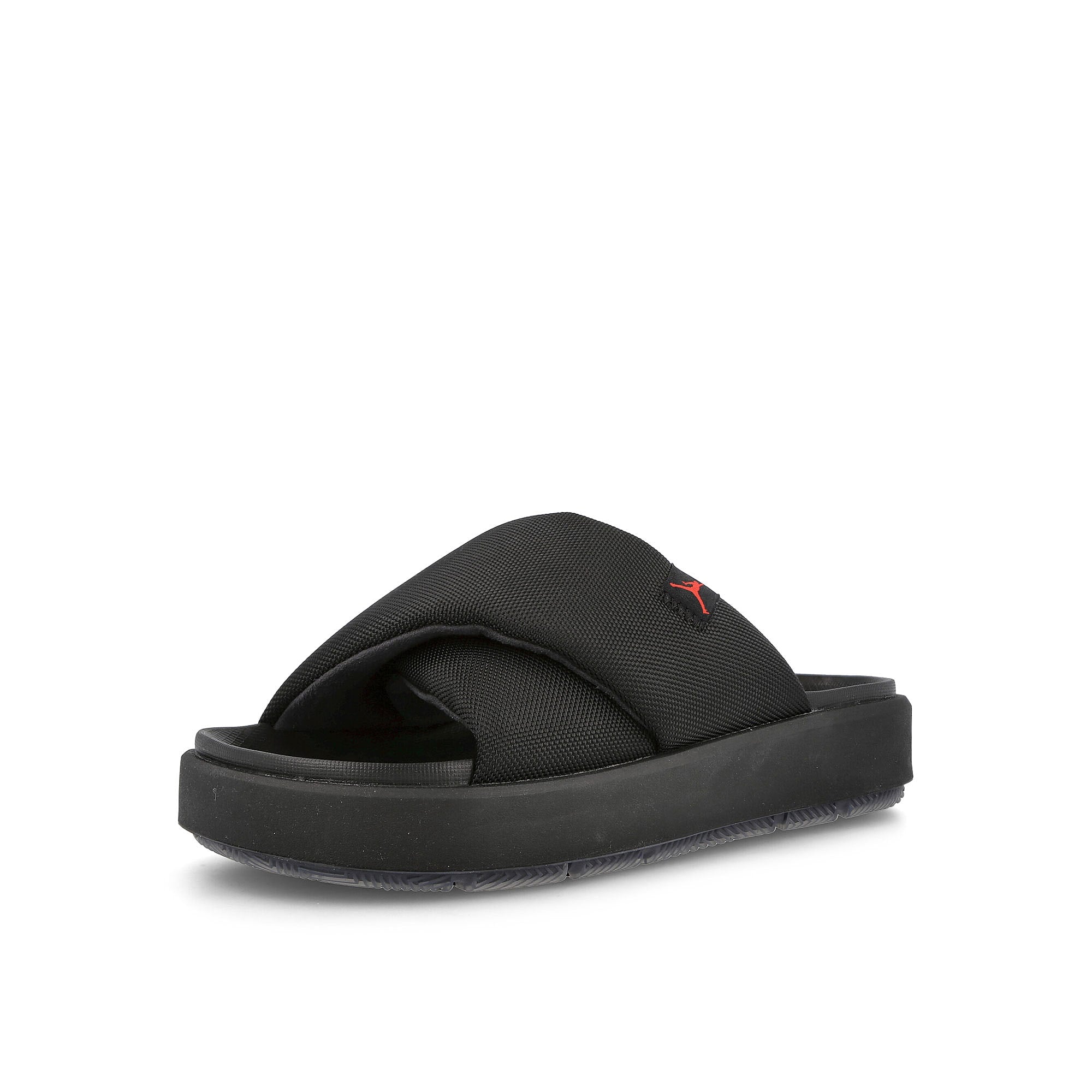 Jordan Wmns Air Jordan Sophia Slide Black / Fire Red - Black Slides, Sandals & Slippers Close Up | Overkill
