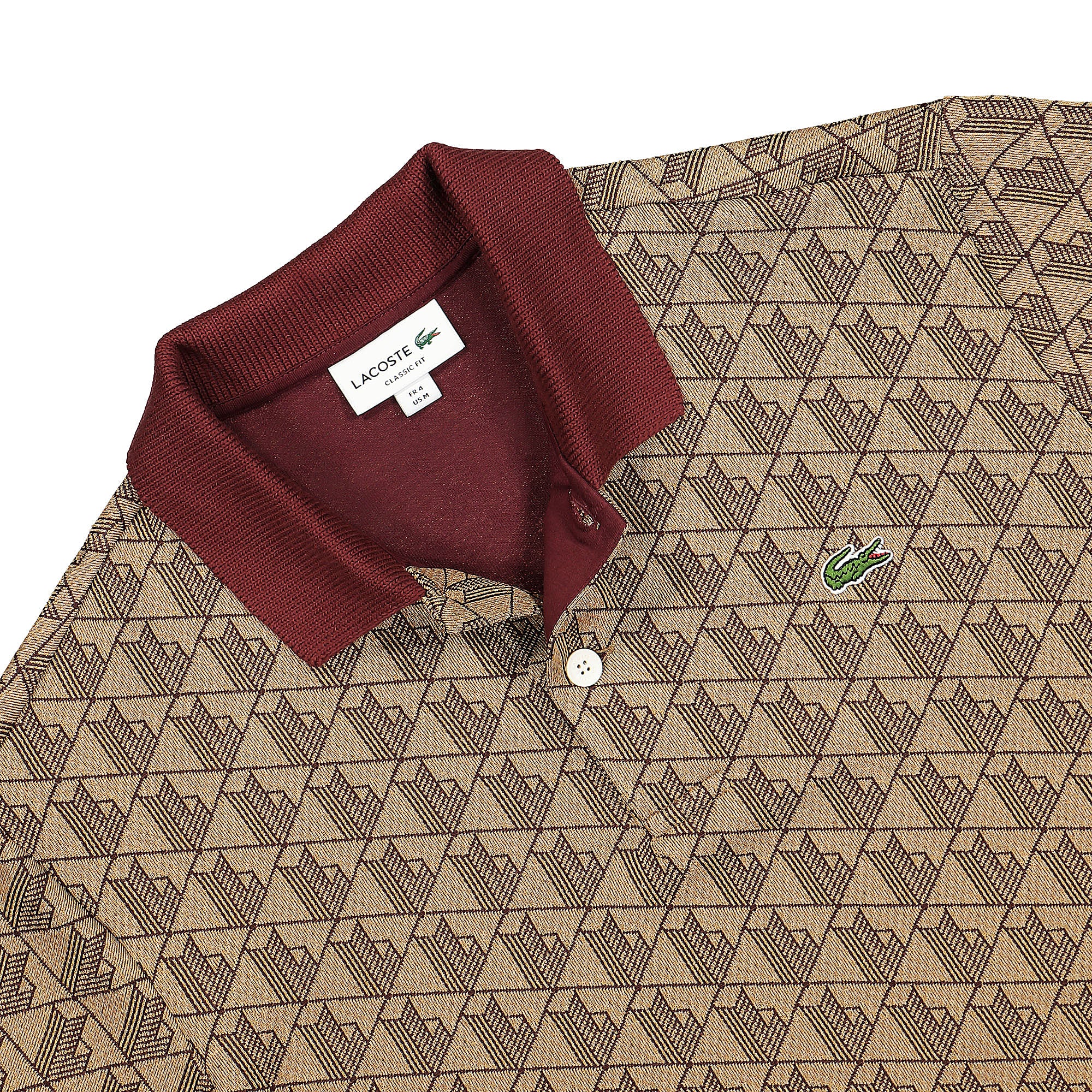 Lacoste Tartan Print Polo Beige / Bordeaux Polo Shirts Close-up | Overkill