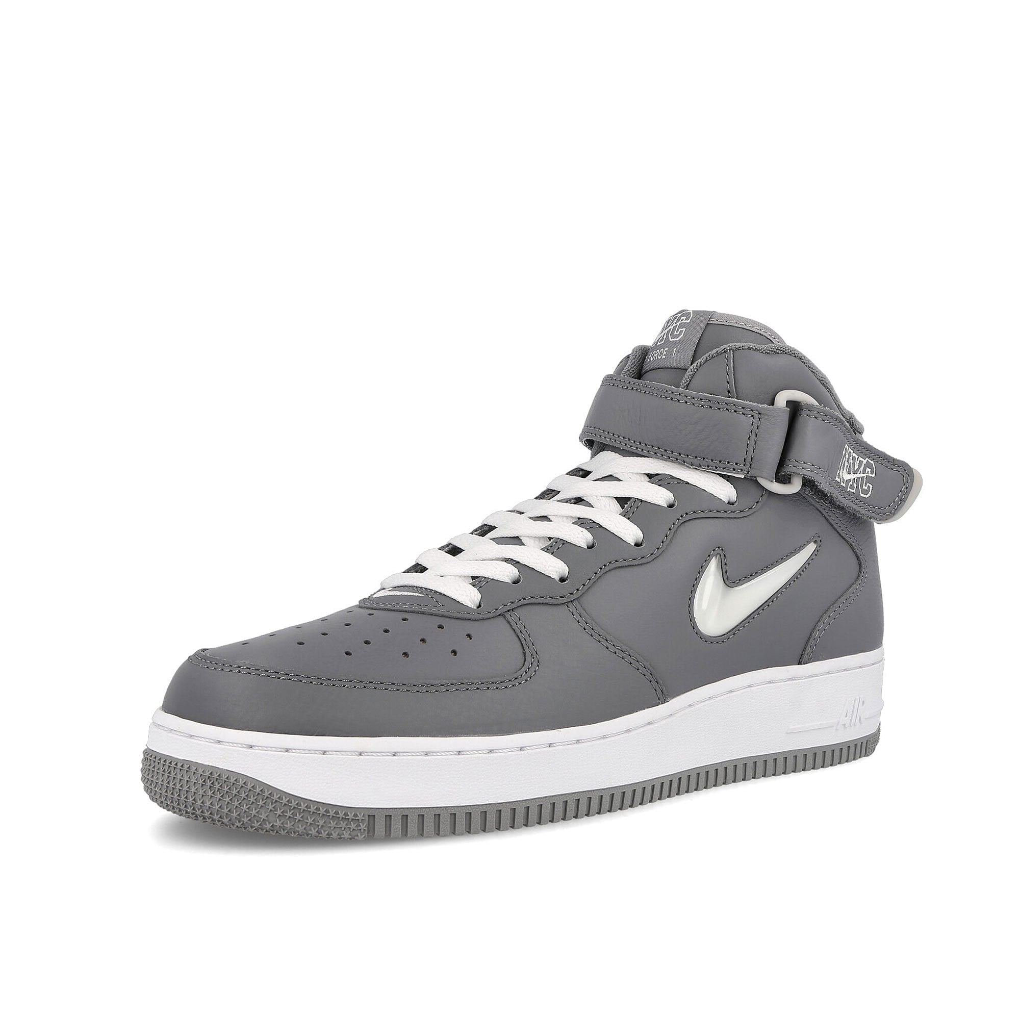 Nike air force 1 mid Cool Grey-White - Metallic Silver Mid Top Sneakers Close Up | Overkill