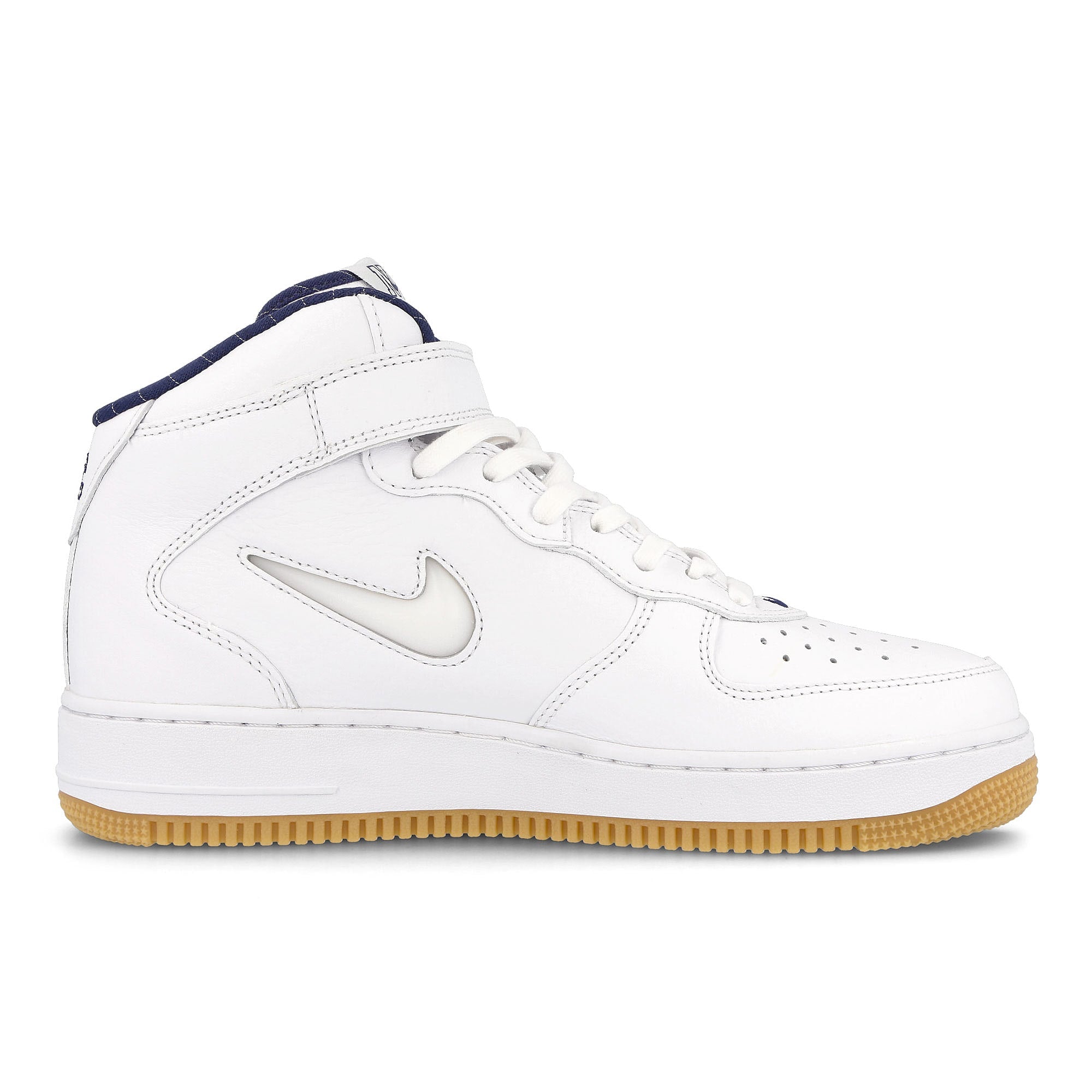 Nike air force 1 mid White-White - Midnight Navy - Gum Yellow Mid Top Sneakers Silhouette | Overkill