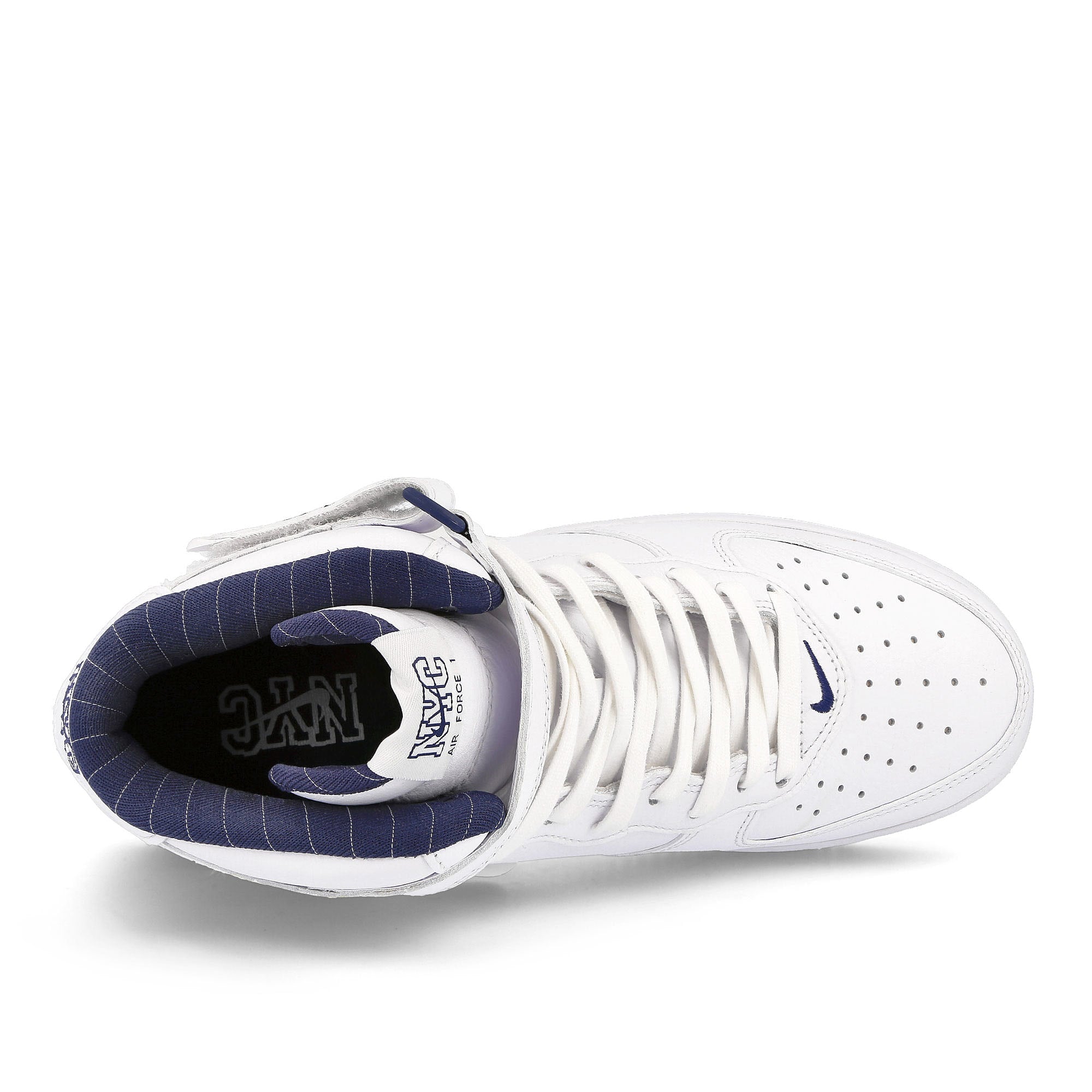 Nike air force 1 mid White-White - Midnight Navy - Gum Yellow Mid Top Sneakers Detailfoto | Overkill