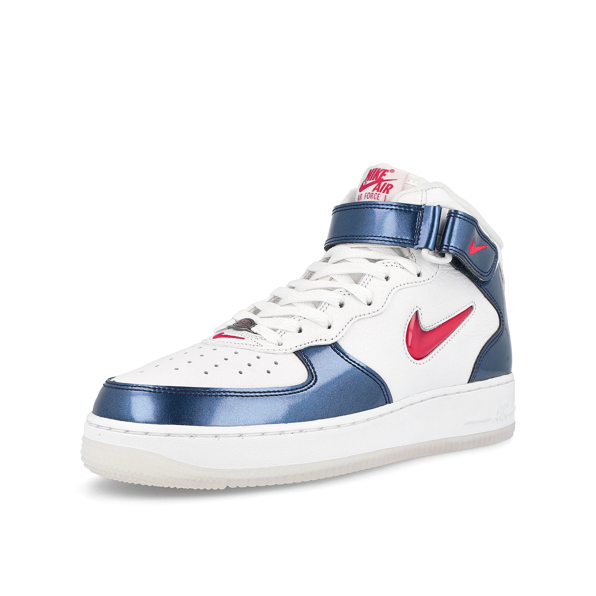 Nike air force 1 mid qs White-University Red - Midnight Navy - White Mid Top Sneakers Close Up | Overkill