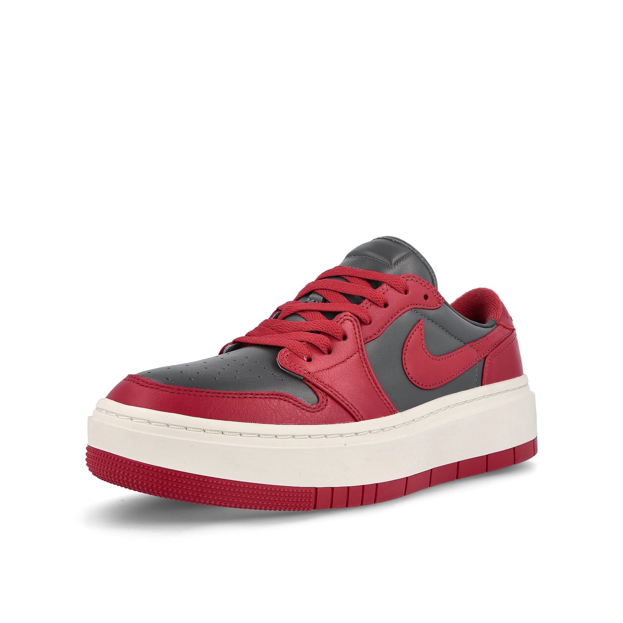 Jordan Wmns Air Jordan 1 Elevate Low Dark Grey-Varsity Red - Sail Sneakers Close Up | Overkill