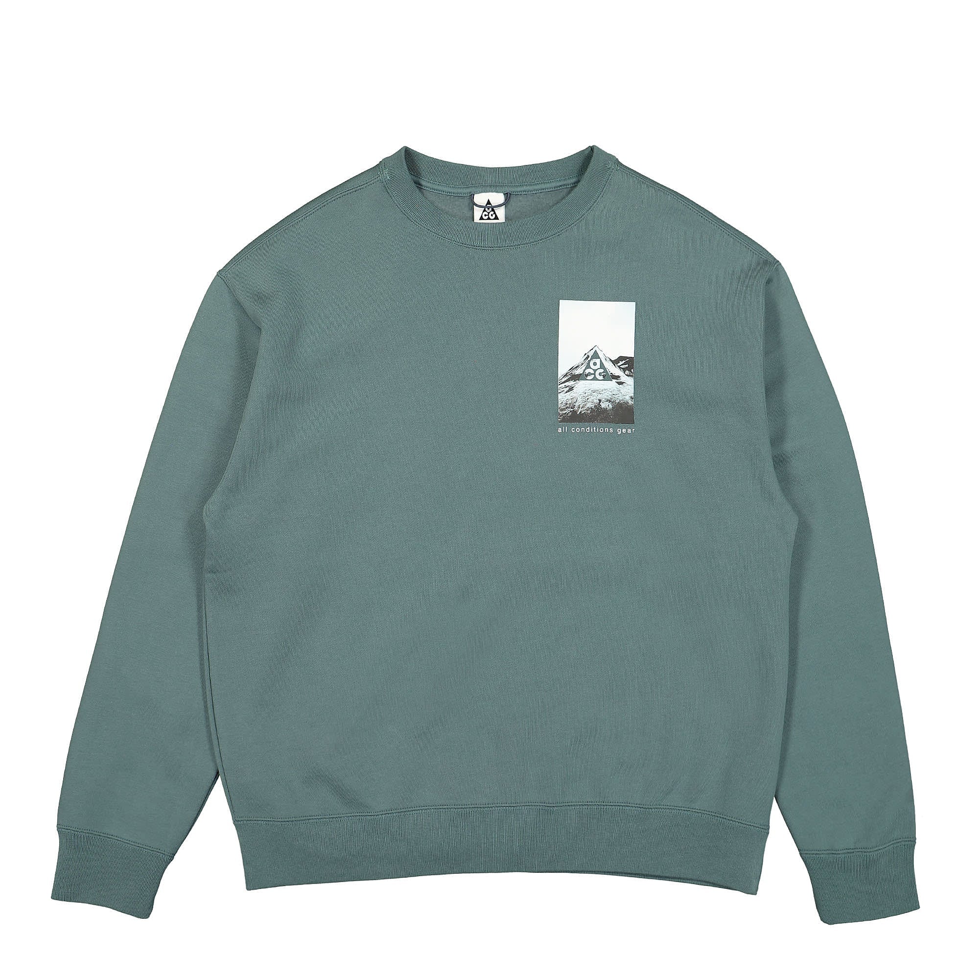 Nike ACG Therma-FIT Fleece Graphic Crew Sweatshirt Mineral Slate / Thunder Blue Sweatshirts DJ1590 384 | Overkill