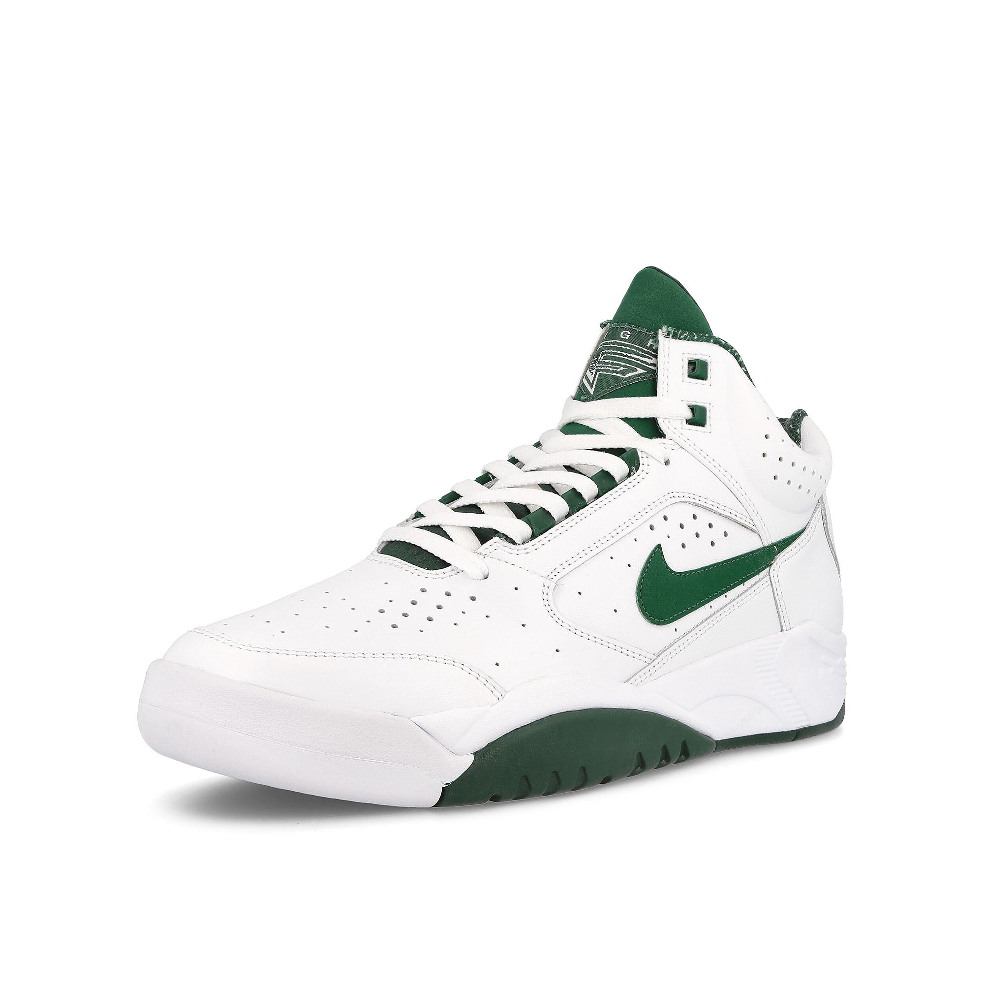 Nike Air Flight Lite Mid White / Gorge Green Mid Top Sneakers Close Up | Overkill