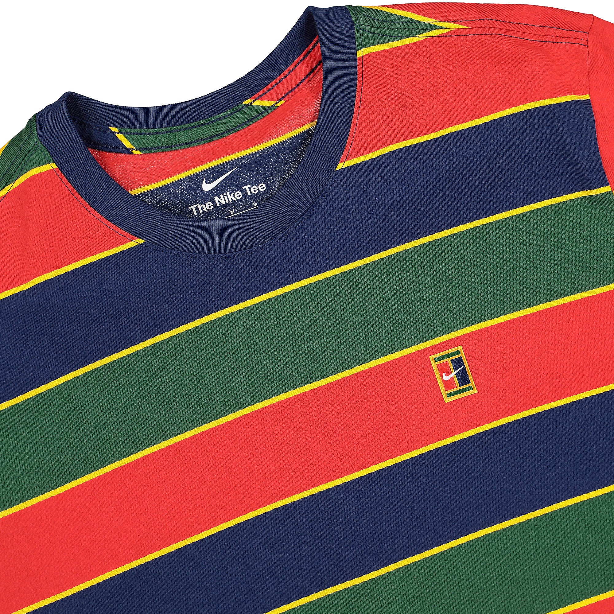 Nike Court Embroidered Stripes Tee Binary Blue T-Shirts Close-up | Overkill