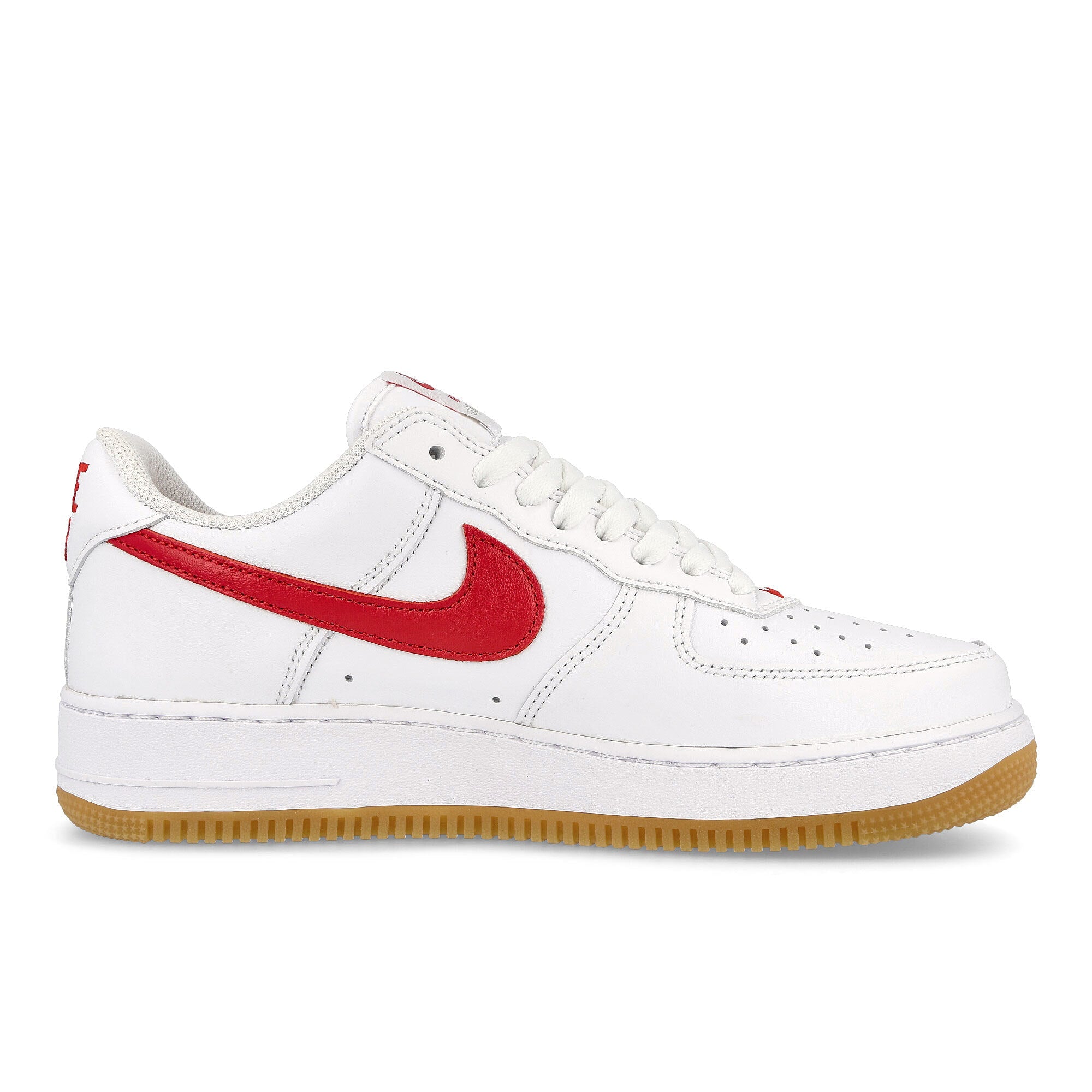 Nike air force 1 low retro White-University Red - Gum Yellow Low Top Sneakers Silhouette | Overkill