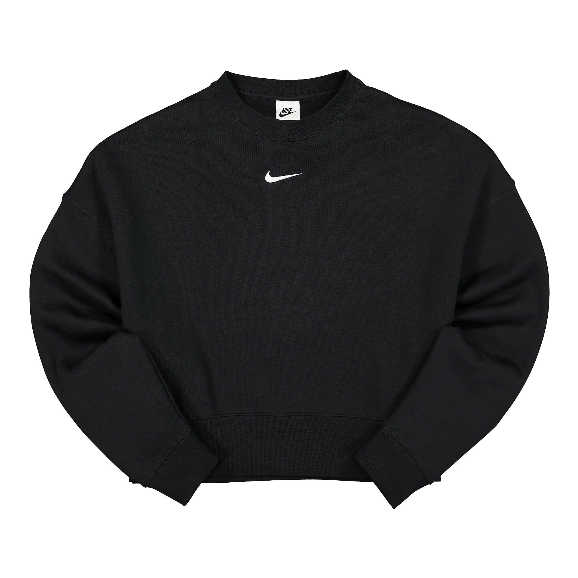 Nike Wmns NSW Essentials Collection Fleece Oversize Crew Black / White Sweatshirts DJ7665 010 | Overkill