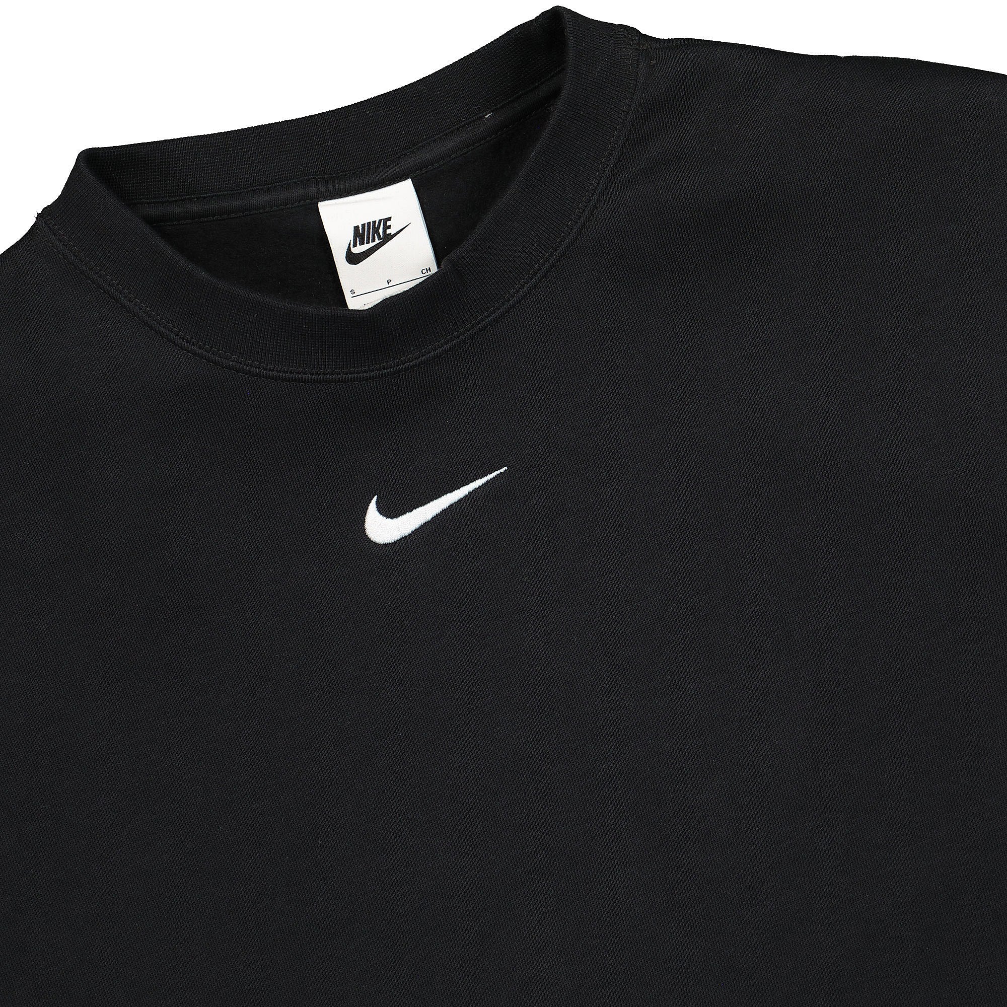 Nike Wmns NSW Essentials Collection Fleece Oversize Crew Black / White Sweatshirts Close-up | Overkill