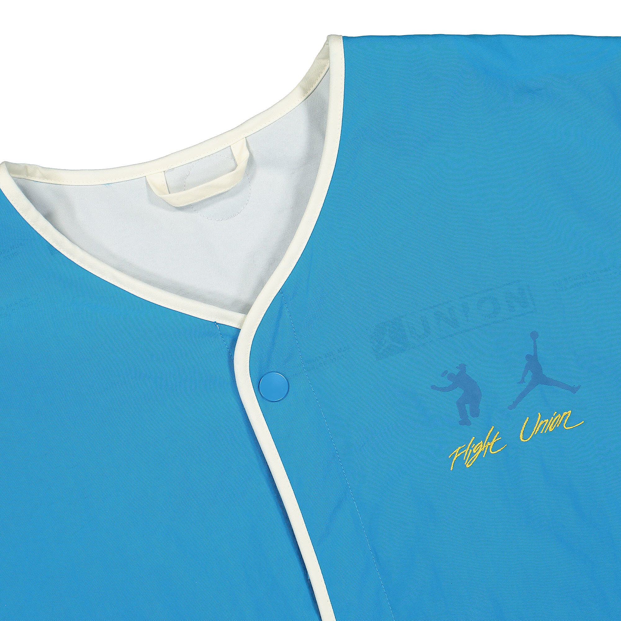Jordan Union LA x Air Jordan Liner Jacket Equator Blue / Photon Dust Jackets Close-up | Overkill