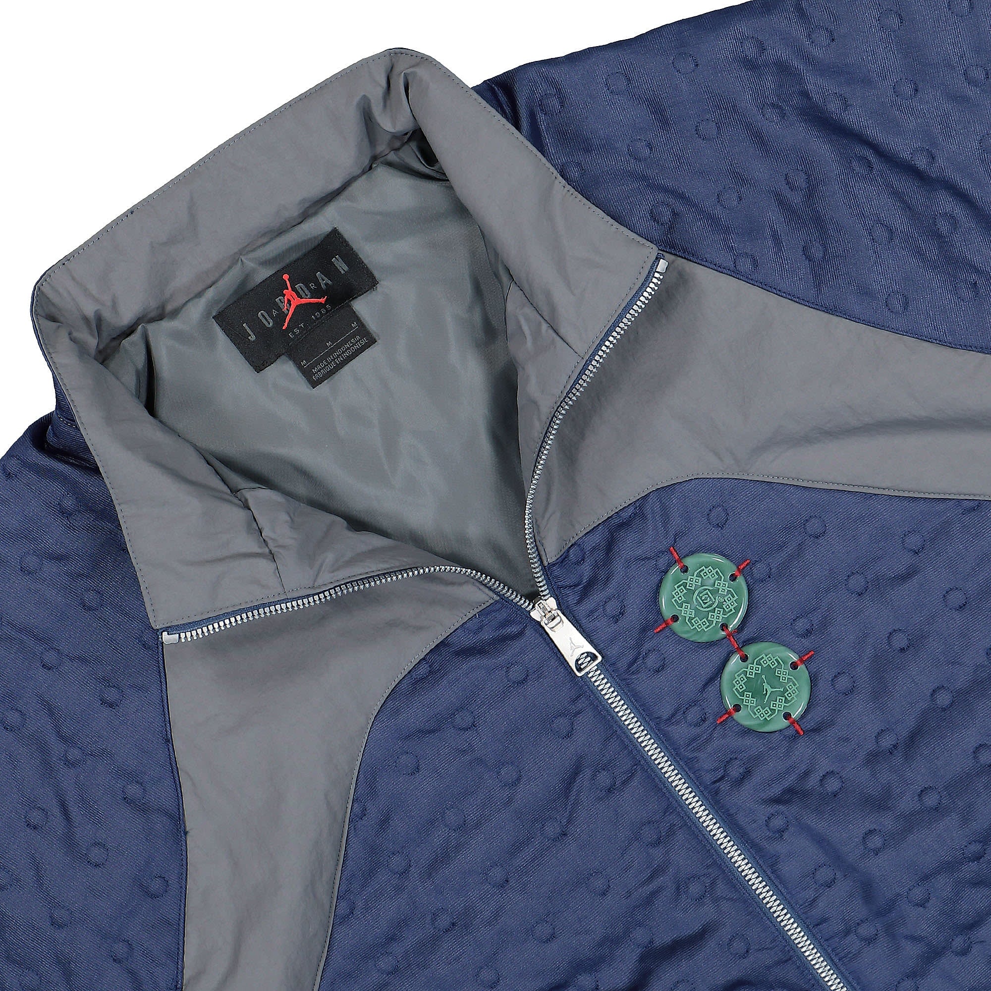 Jordan Clot x Air Jordan Woven Jacket Navy / Flint Grey / Stormred Track Jackets Close-up | Overkill