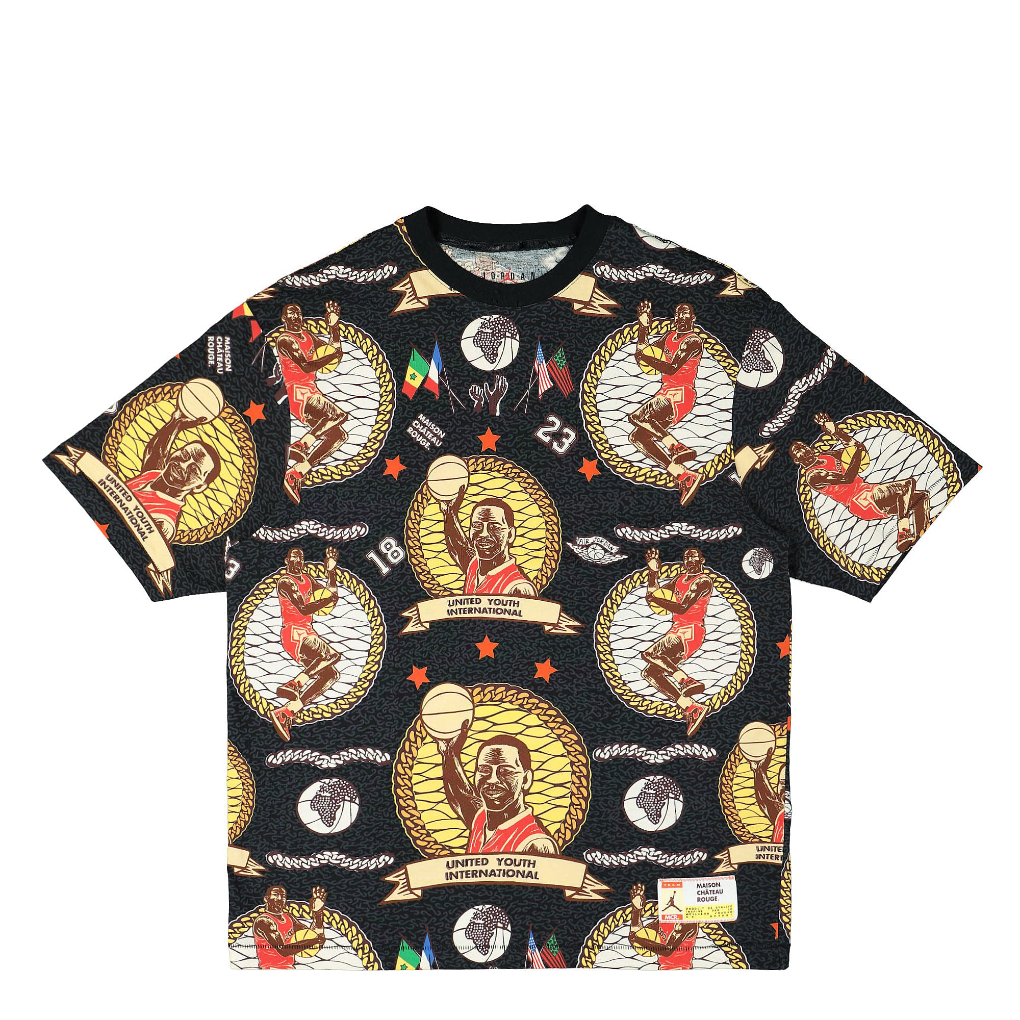 Jordan Maison Chateau Rouge x Air Jordan AOP Tee Black / Sail / Orange T-Shirts DJ9768 010 | Overkill