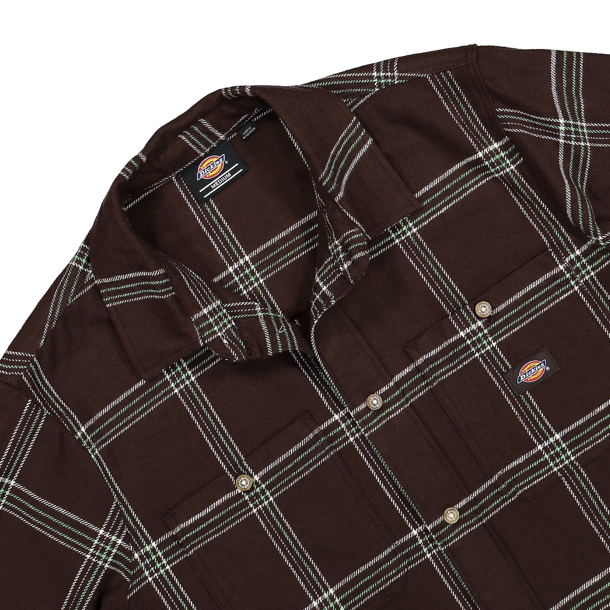 Dickies Warrenton LS Shirt Dark Brown Shirts Close-up | Overkill