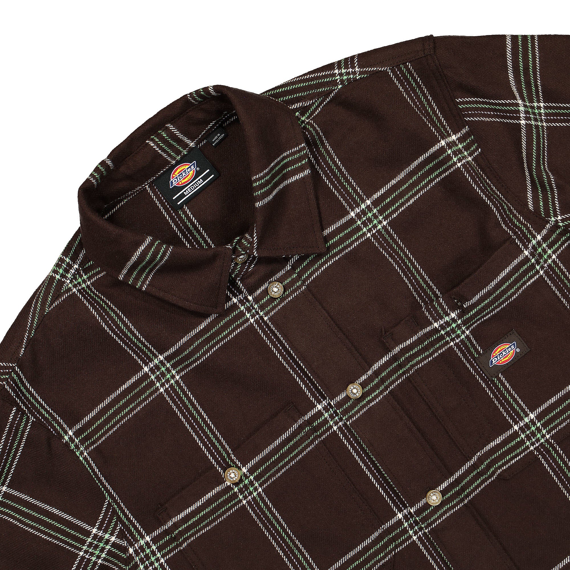 Dickies Warrenton LS Shirt Dark Brown Shirts Detailfoto | Overkill