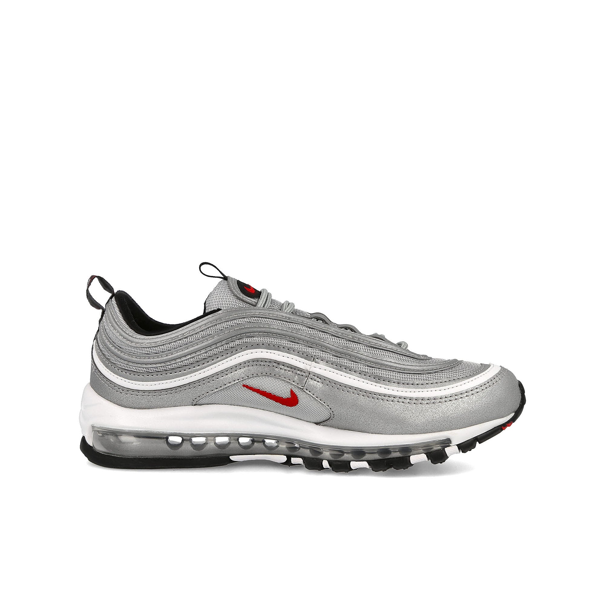 Nike Air Max 97 OG Metallic Silver-University Red - Black Low Top Sneakers Silhouette | Overkill