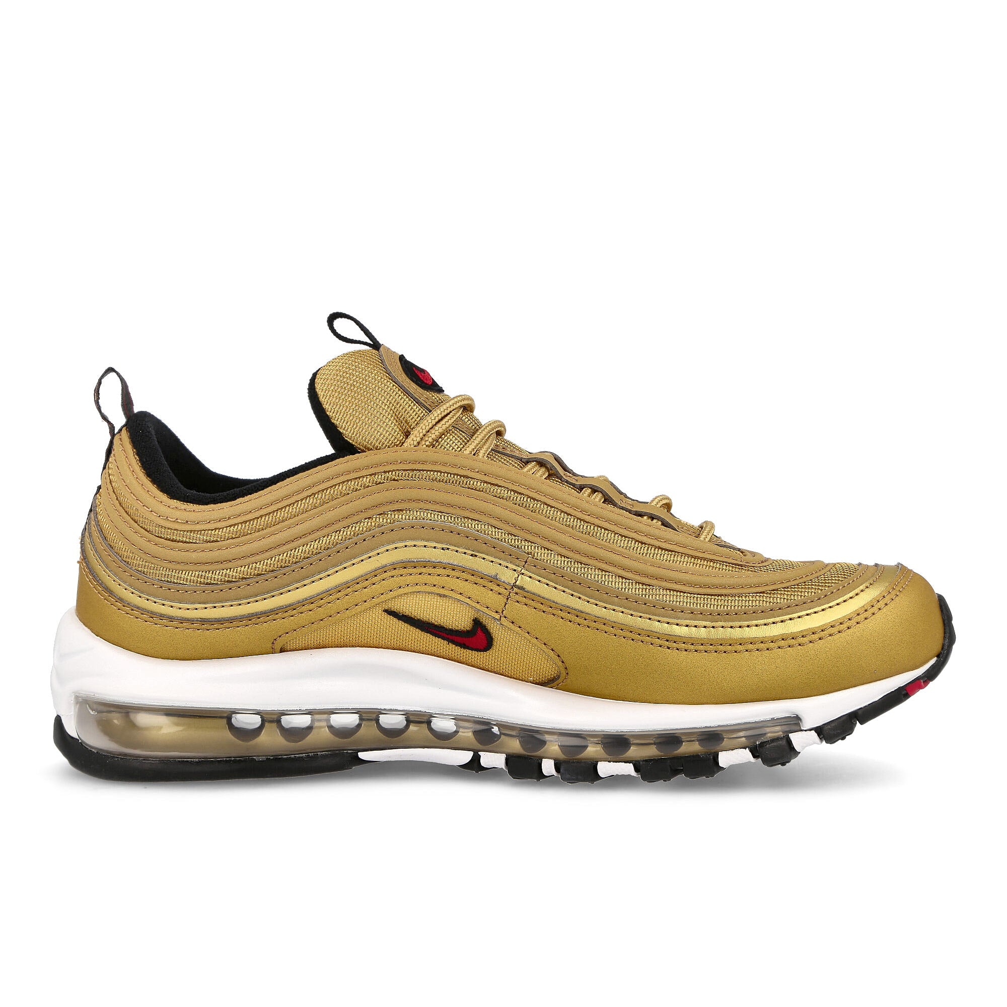 Nike Air Max 97 OG Metallic Gold-Varsity Red - Black - White Low Top Sneakers Silhouette | Overkill
