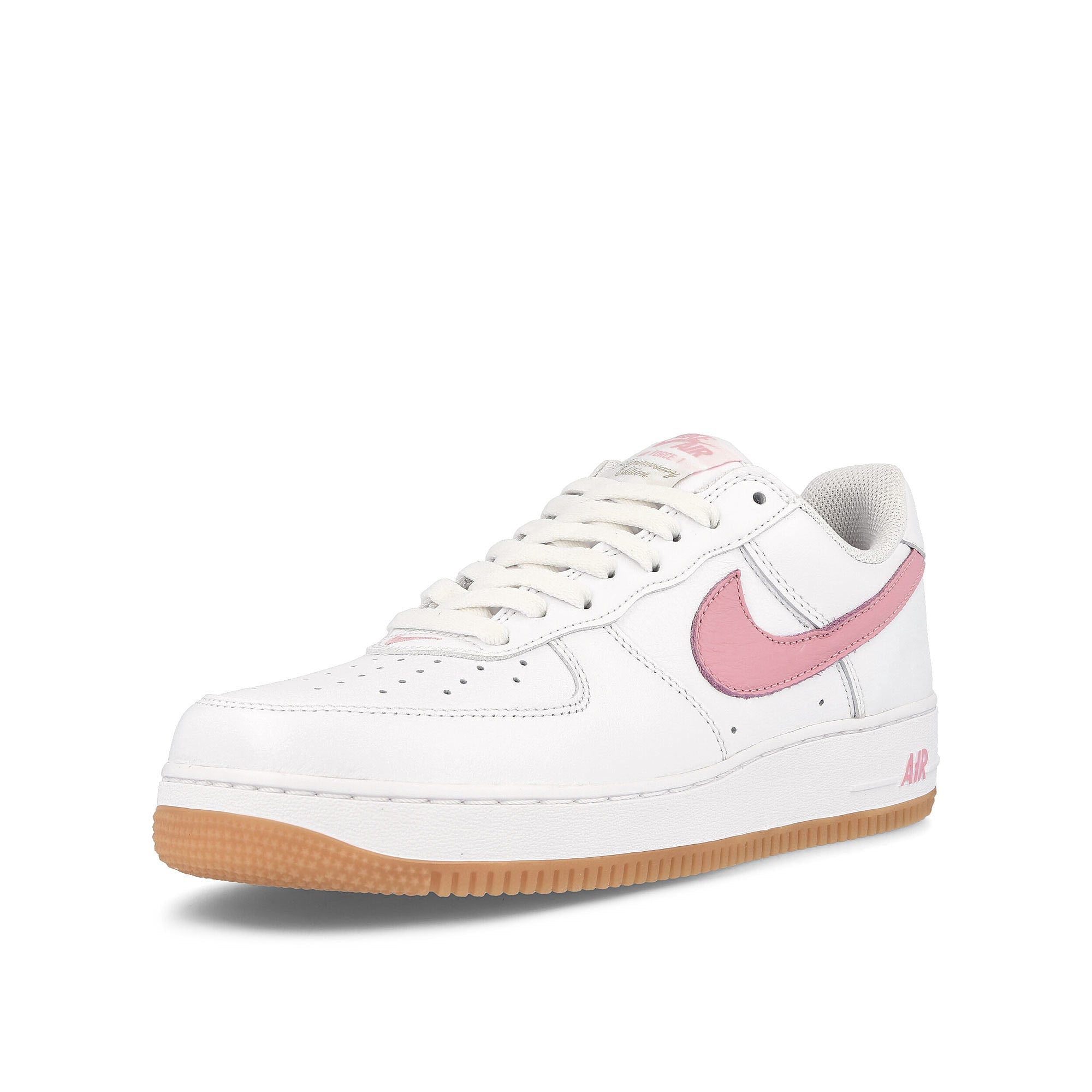 Nike air force 1 low retro White-Pink - Gum Yellow - Metallic Gold Low Top Sneakers Close Up | Overkill