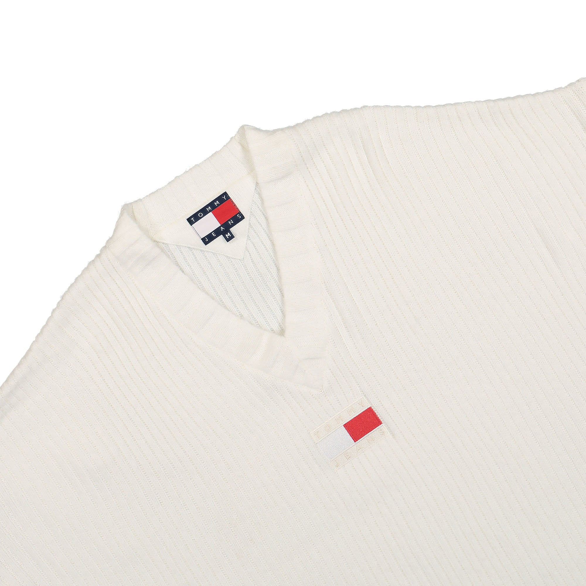 Tommy Jeans TJCU V Neck Sweater Ancient White Sweatshirts Close-up | Overkill