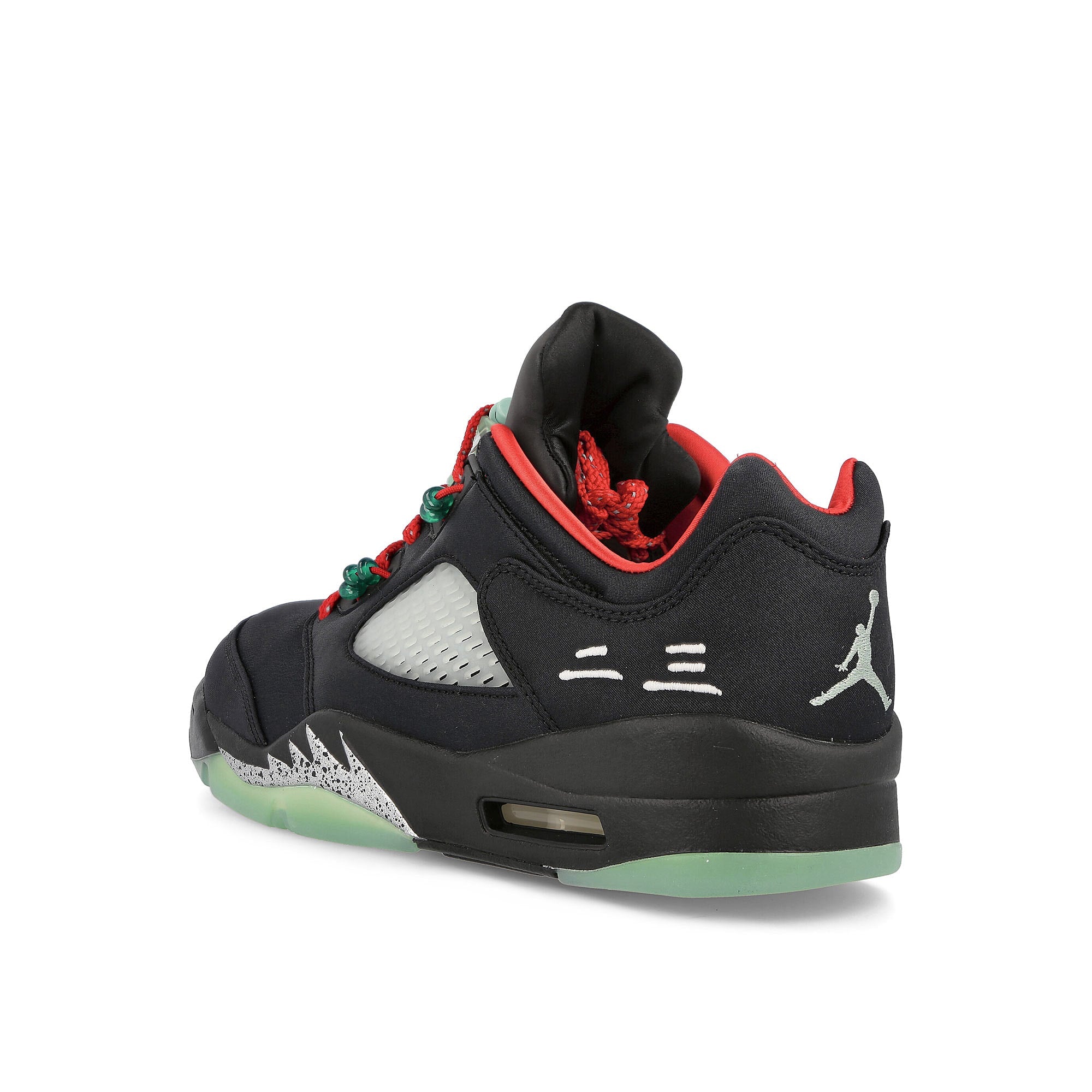 Jordan Clot x Air Jordan 5 Retro Low SP Black / Classic Jade - Fire Red Close-up | Overkill