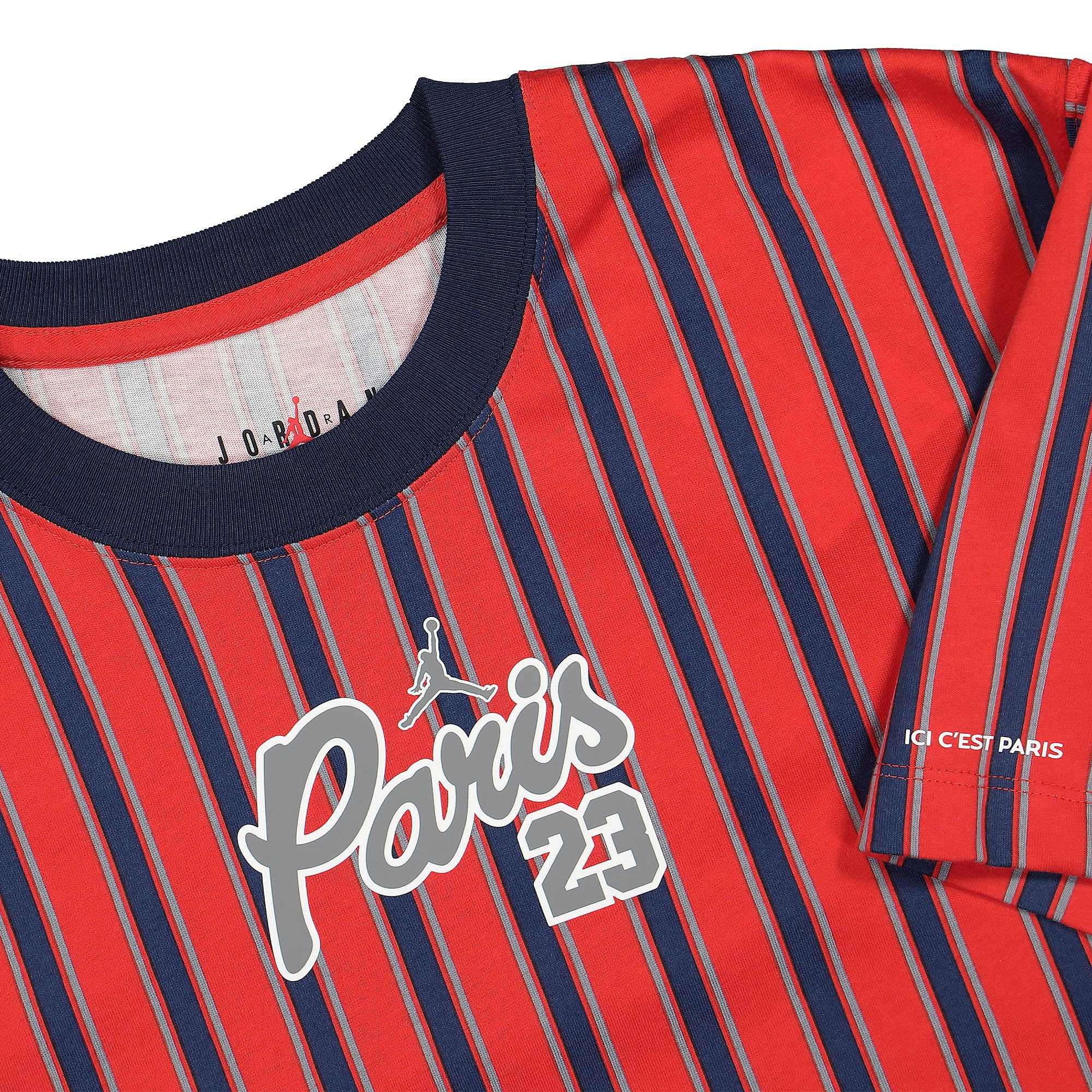 Jordan Paris Saint Germain x Wmns Air Jordan GFX Tee Univerity Red / Midnight Navy T-Shirts Close-up | Overkill