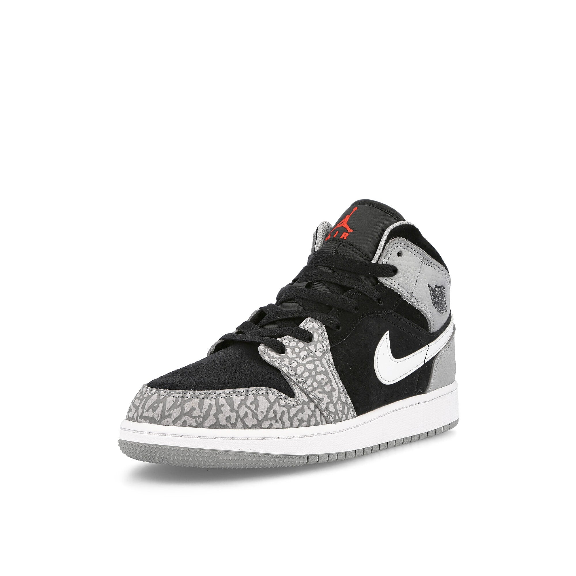 Jordan Air Jordan 1 Mid SE GS Black / University Red - White - Light Smoke Grey Detailfoto | Overkill