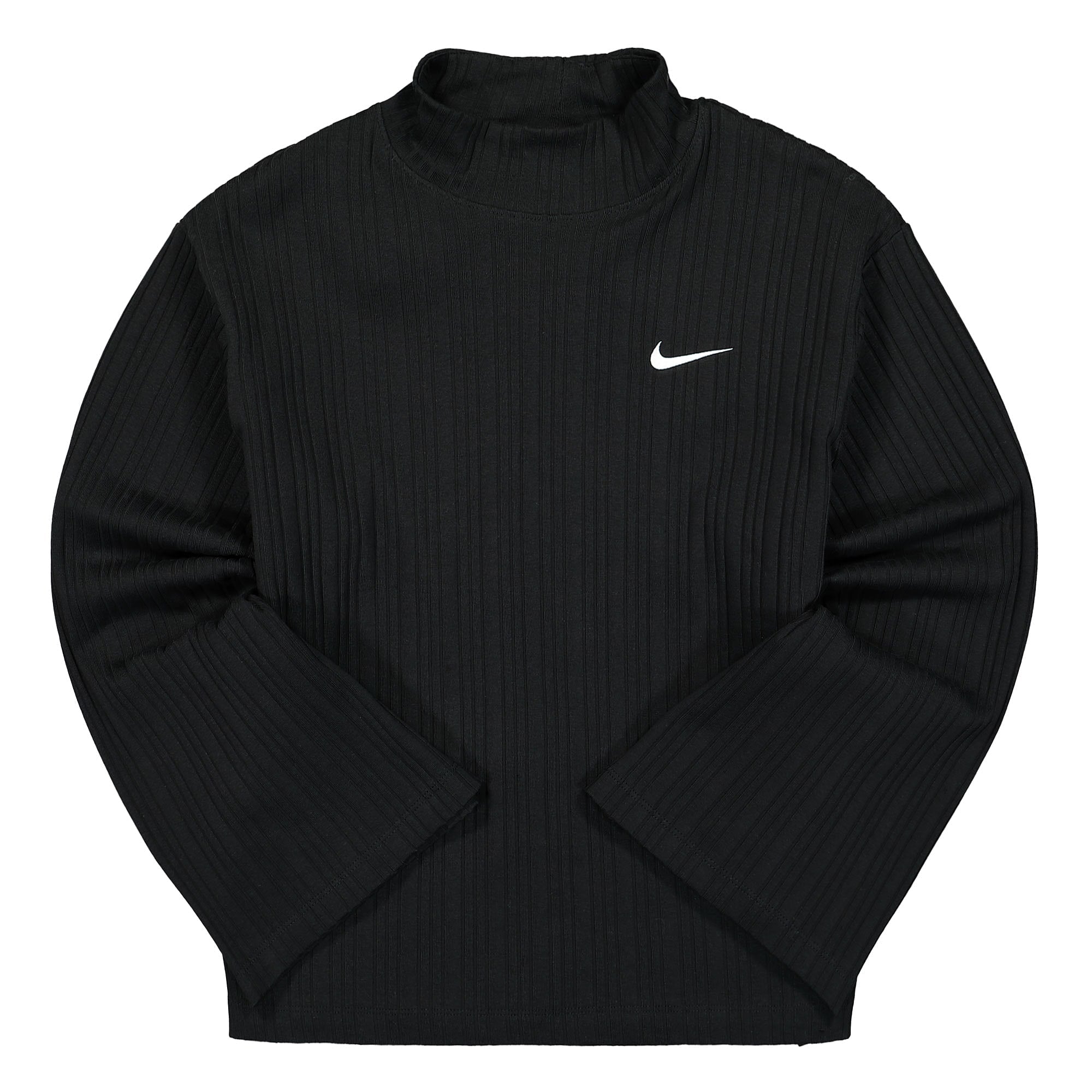 Nike NSW Ribbed Jersey Long Sleeve Top Black / White Longsleeves DM6399 010 | Overkill