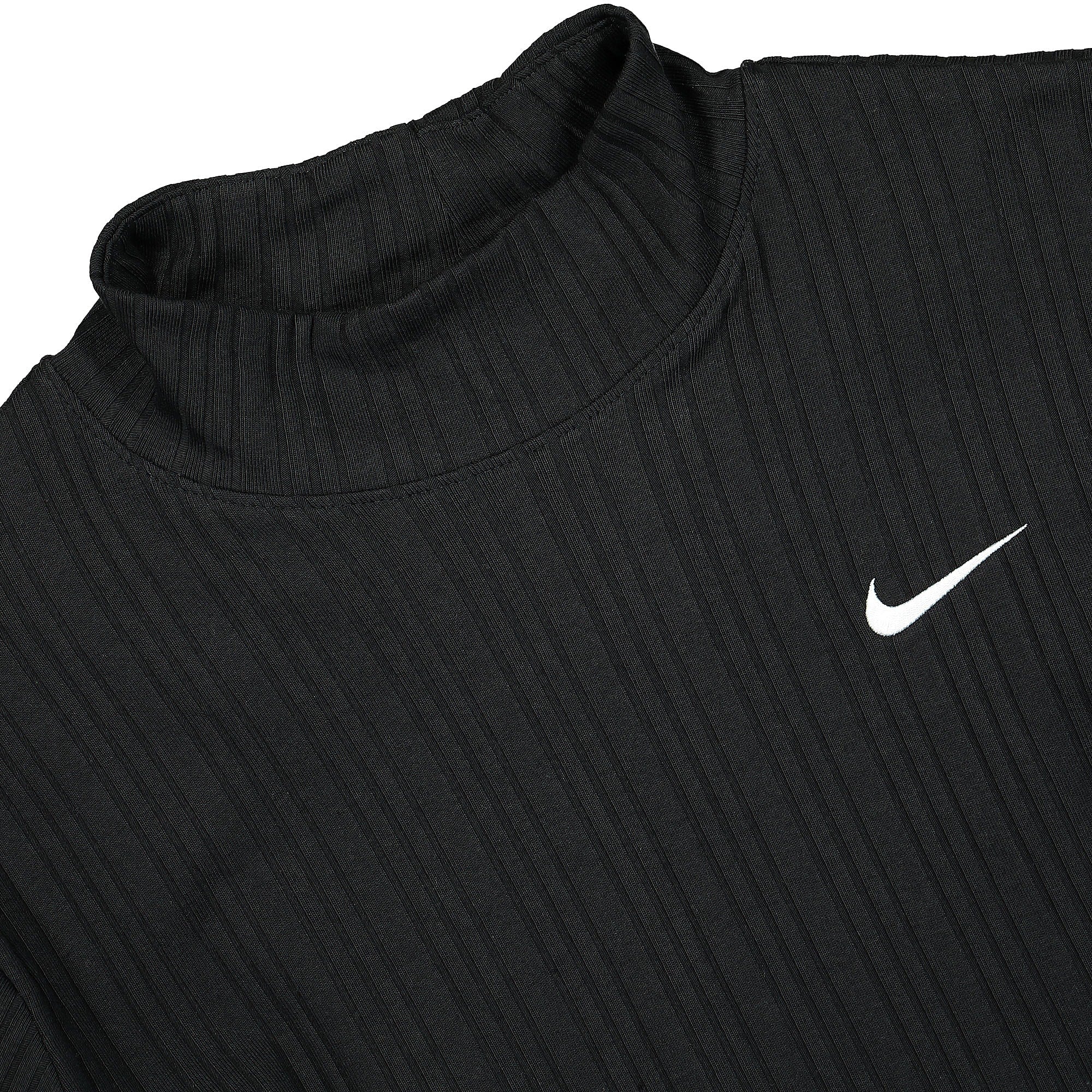 Nike NSW Ribbed Jersey Long Sleeve Top Black / White Longsleeves Close-up | Overkill
