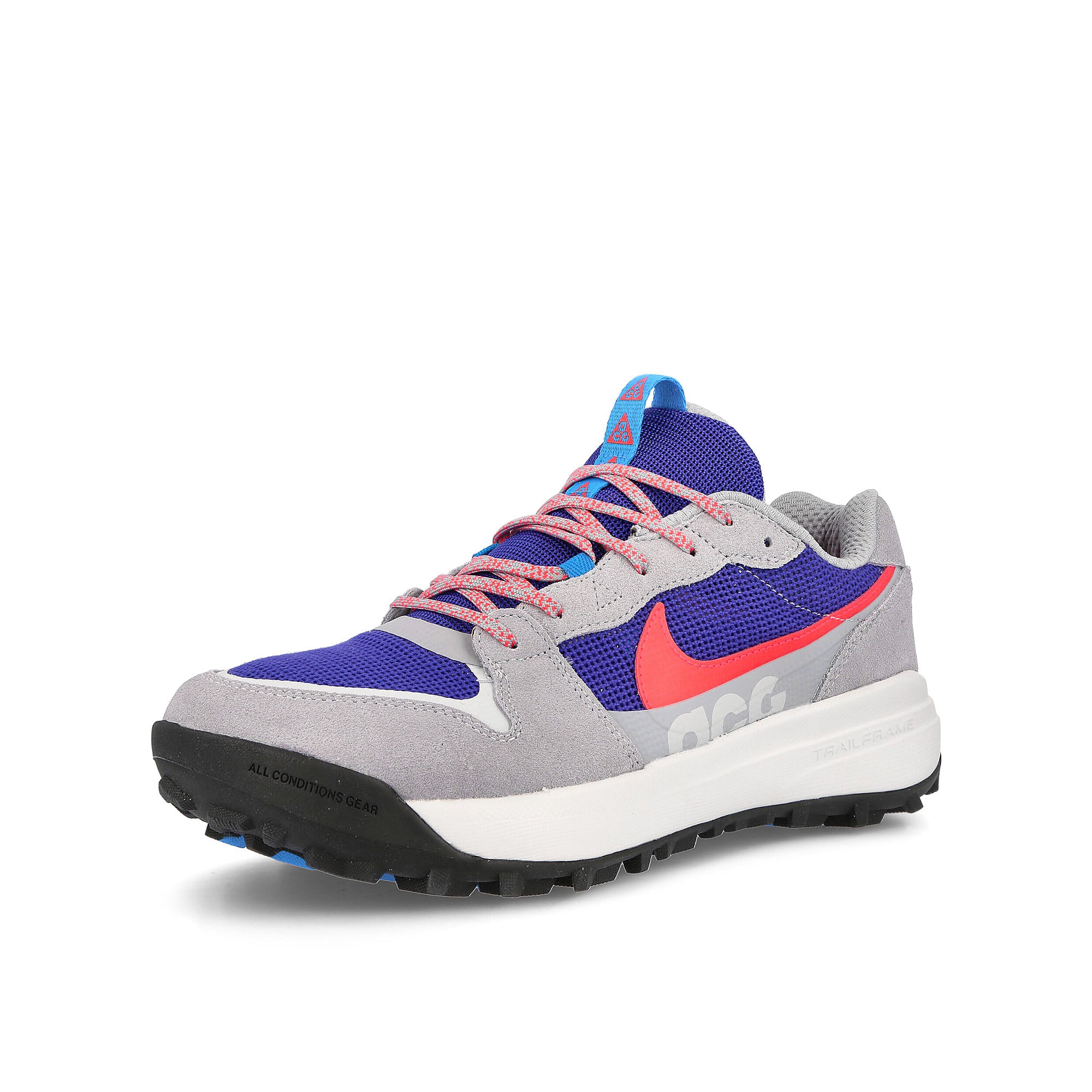 Nike acg lowcate Wolf Grey-Bright Crimson - Indigo Burst Low Top Sneakers Close Up | Overkill