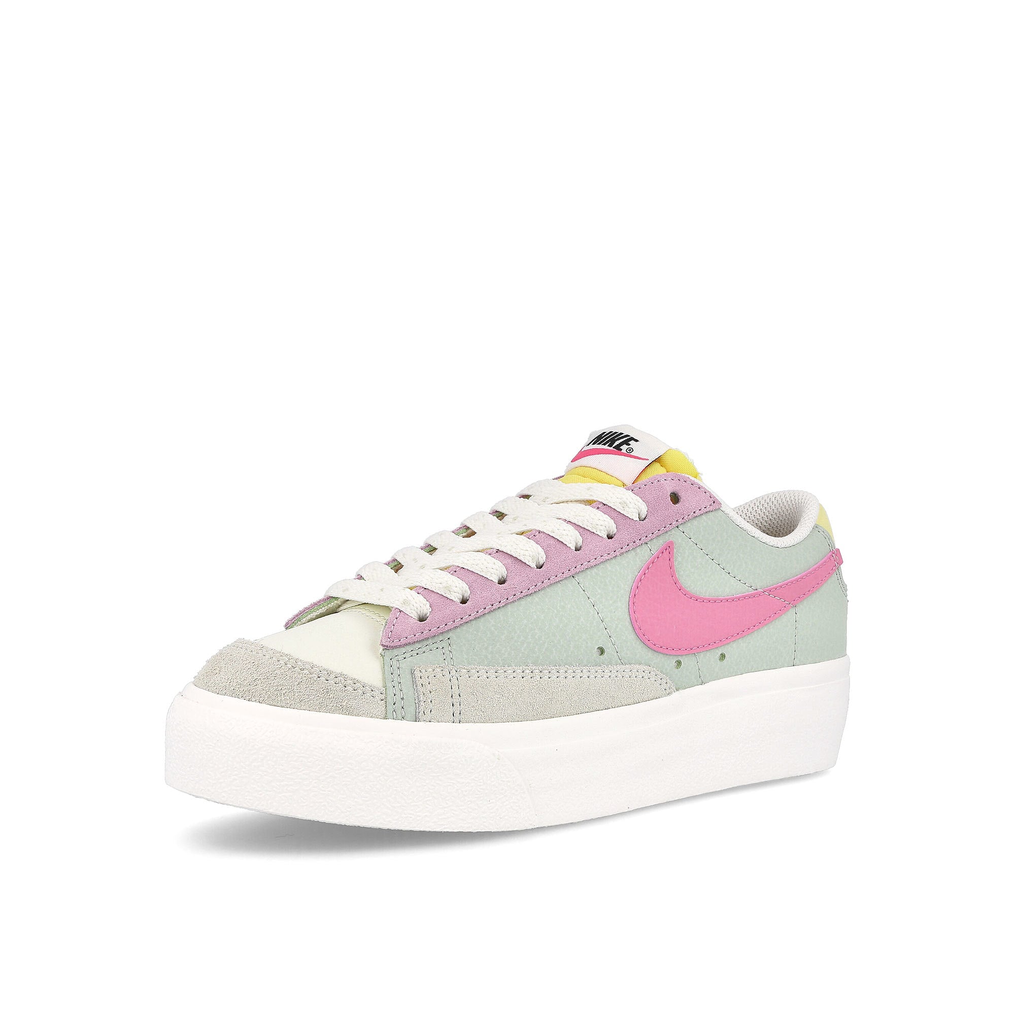 Nike wmns blazer low platform Seafoam-Pink Salt - Sea Glass - Saturn Gold Low Top Sneakers Close Up | Overkill