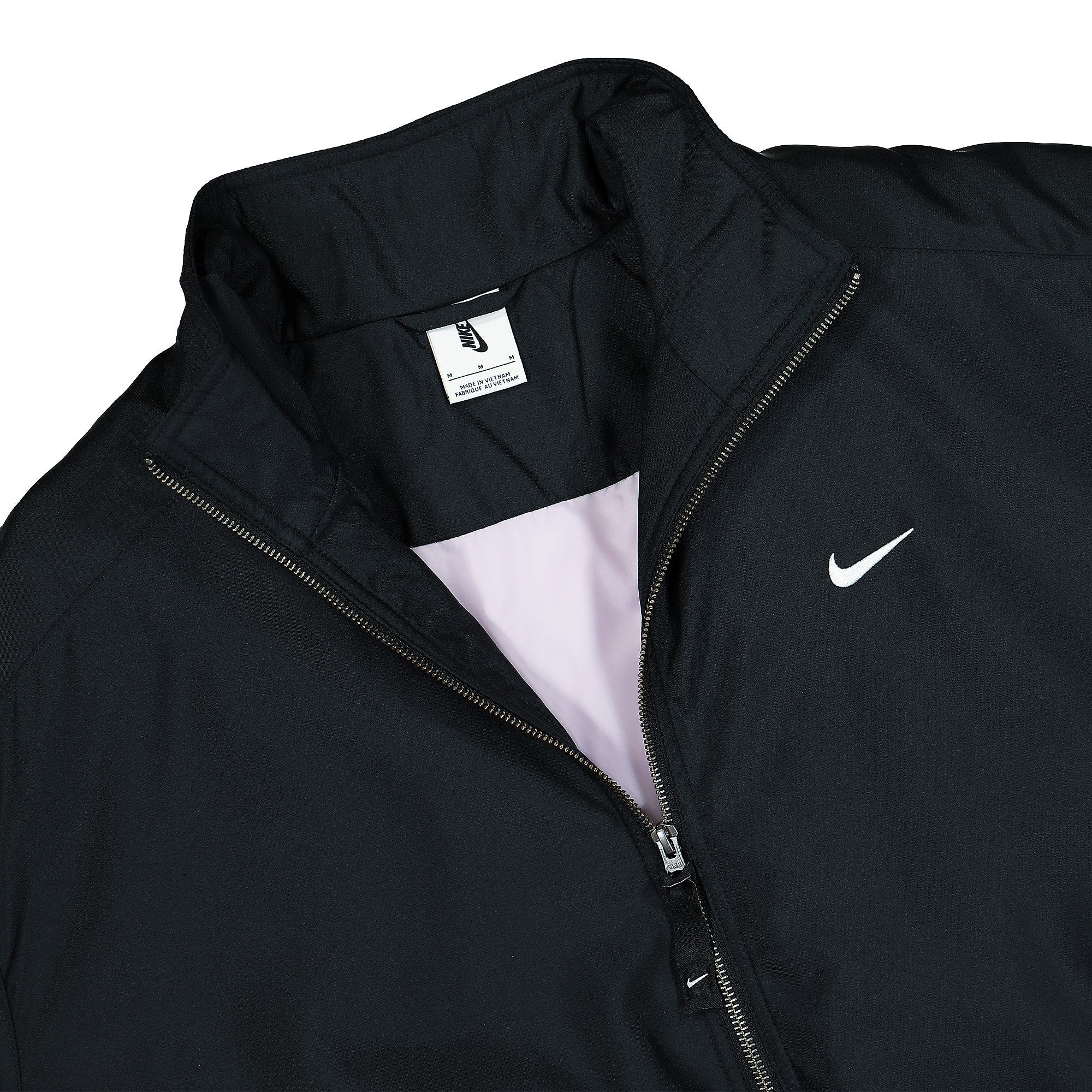 Nike NK Solo Swoosh Satin Bomber Jacket Black / Doll / White Bomber & Varsity Jackets Close-up | Overkill