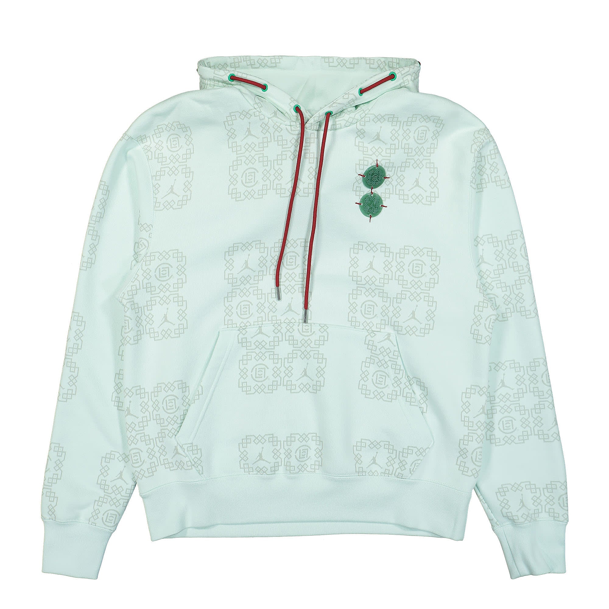Jordan Clot x Air Jordan All Over Print Fleece Hoodie Barely Green / Light Silver / Storm Red Hoodies DO0007 394 | Overkill