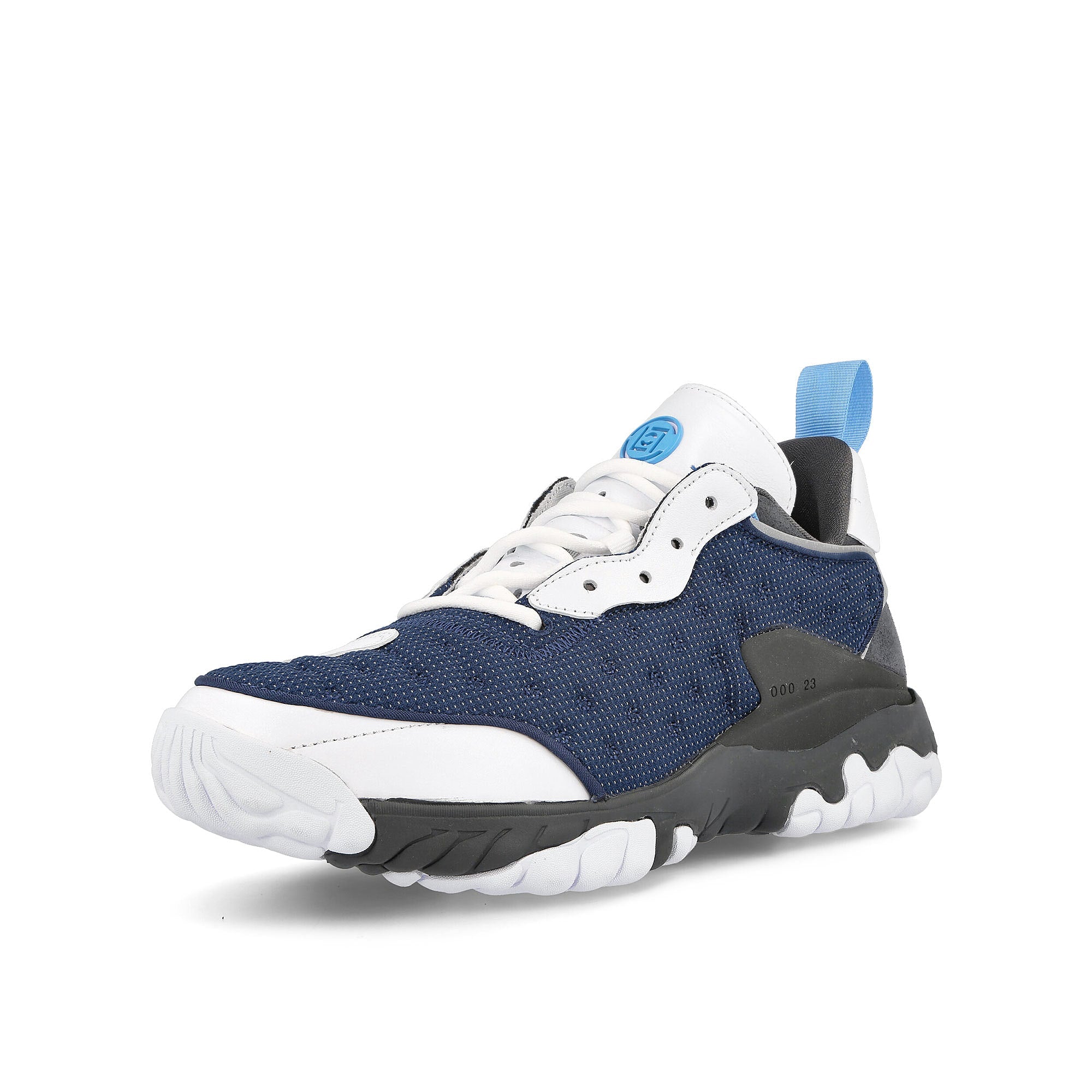 Jordan Clot x Air Jordan Delta 2 White / University Blue - Navy - Iron Grey Sneakers Close Up | Overkill