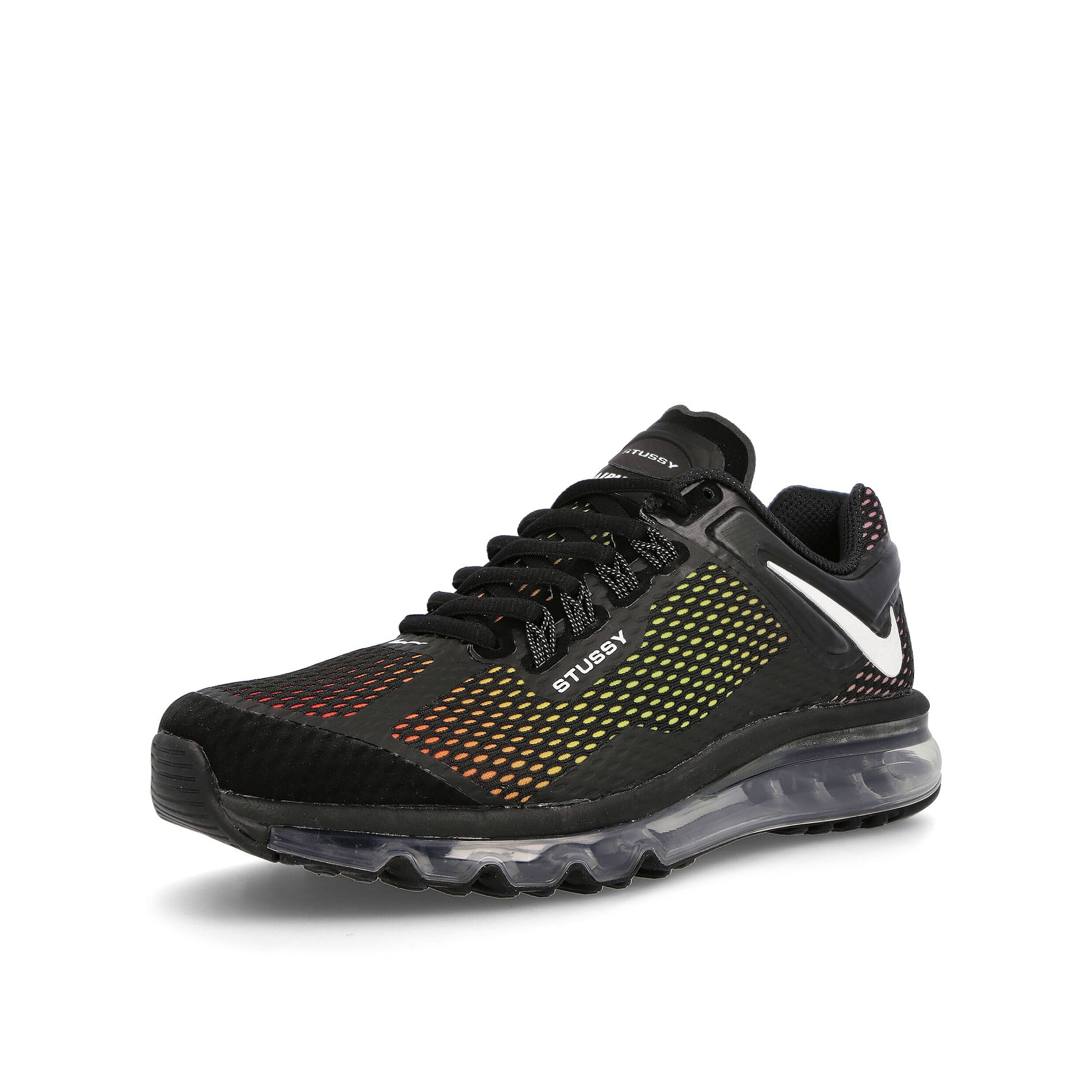 Nike Stussy x Nike Air Max 2013 Black-White - Black Low Top Sneakers Close Up | Overkill