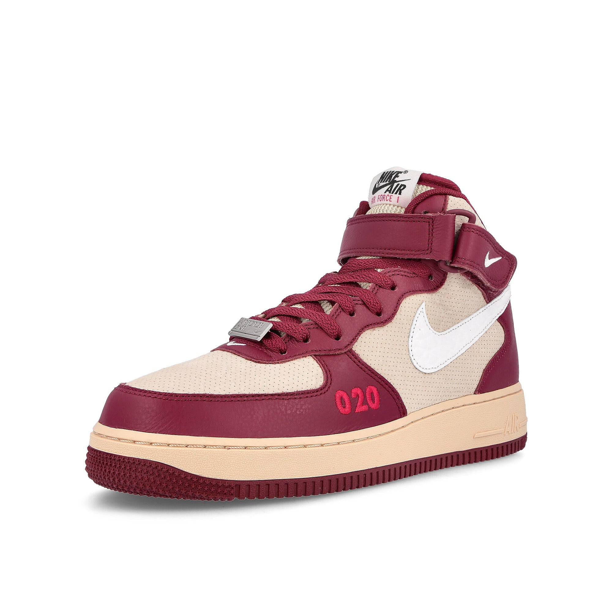 Nike air force 1 mid Team Red-White - Pearl White - Black Mid Top Sneakers Close Up | Overkill