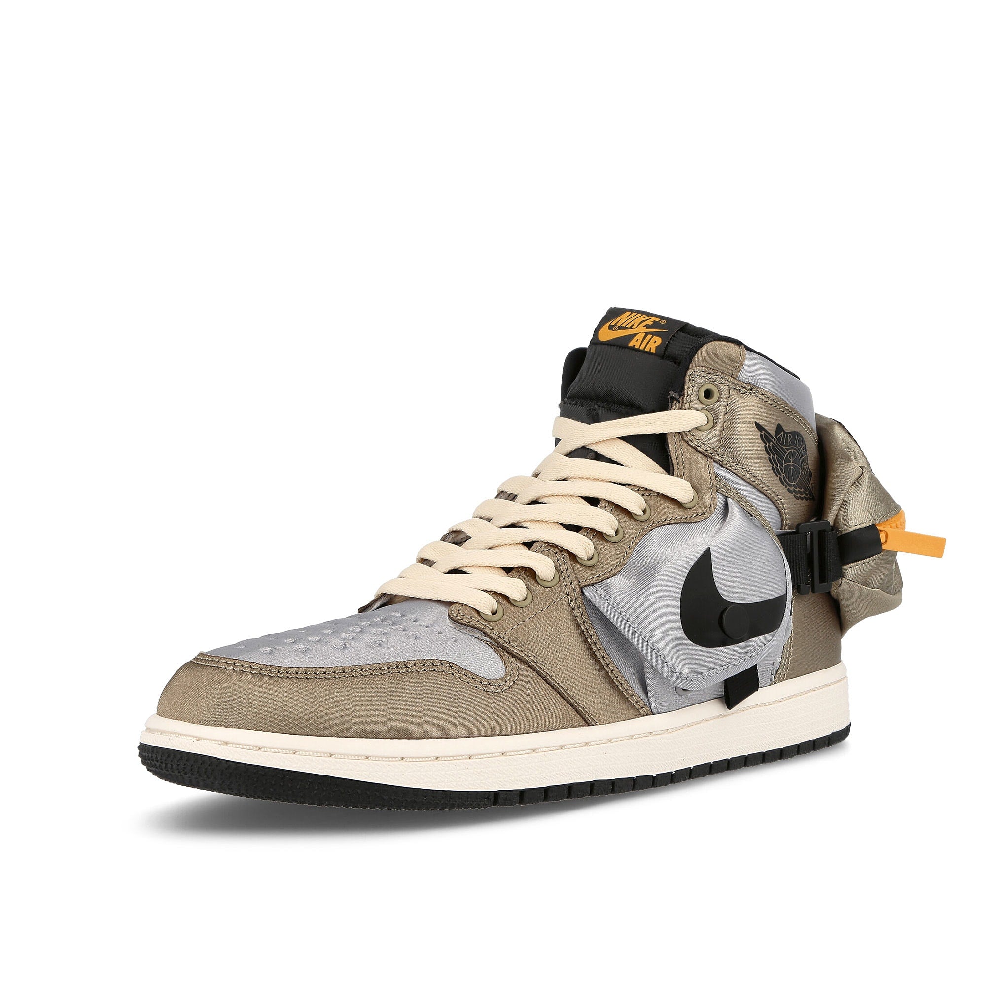 Jordan Air Jordan 1 Utility Neutral Olive-Taxi - Light Steel Grey - Black High Top Sneakers Close Up | Overkill