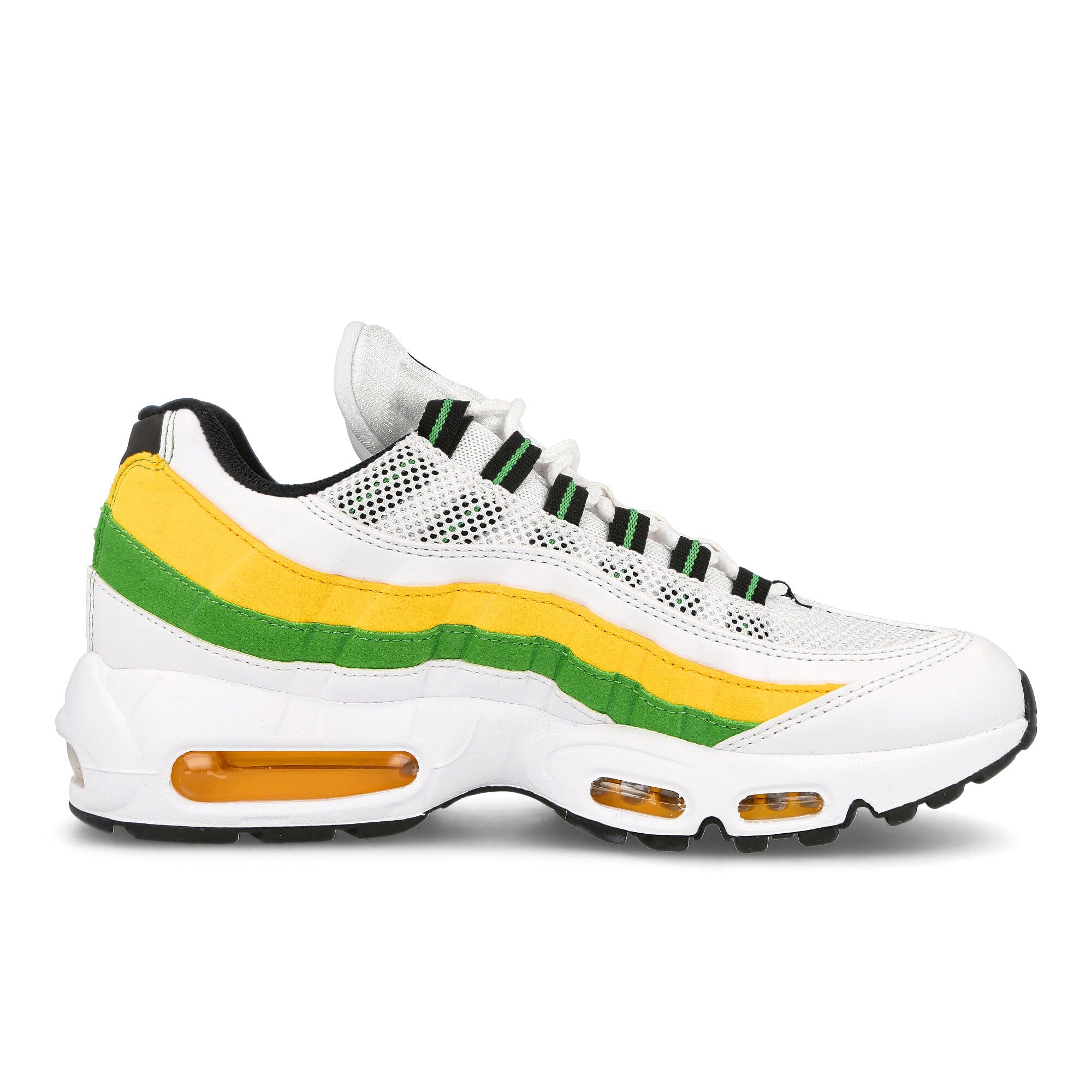 Nike air max 95 essential White / Black - Green Apple - Tour Yellow Low Top Sneakers Silhouette | Overkill