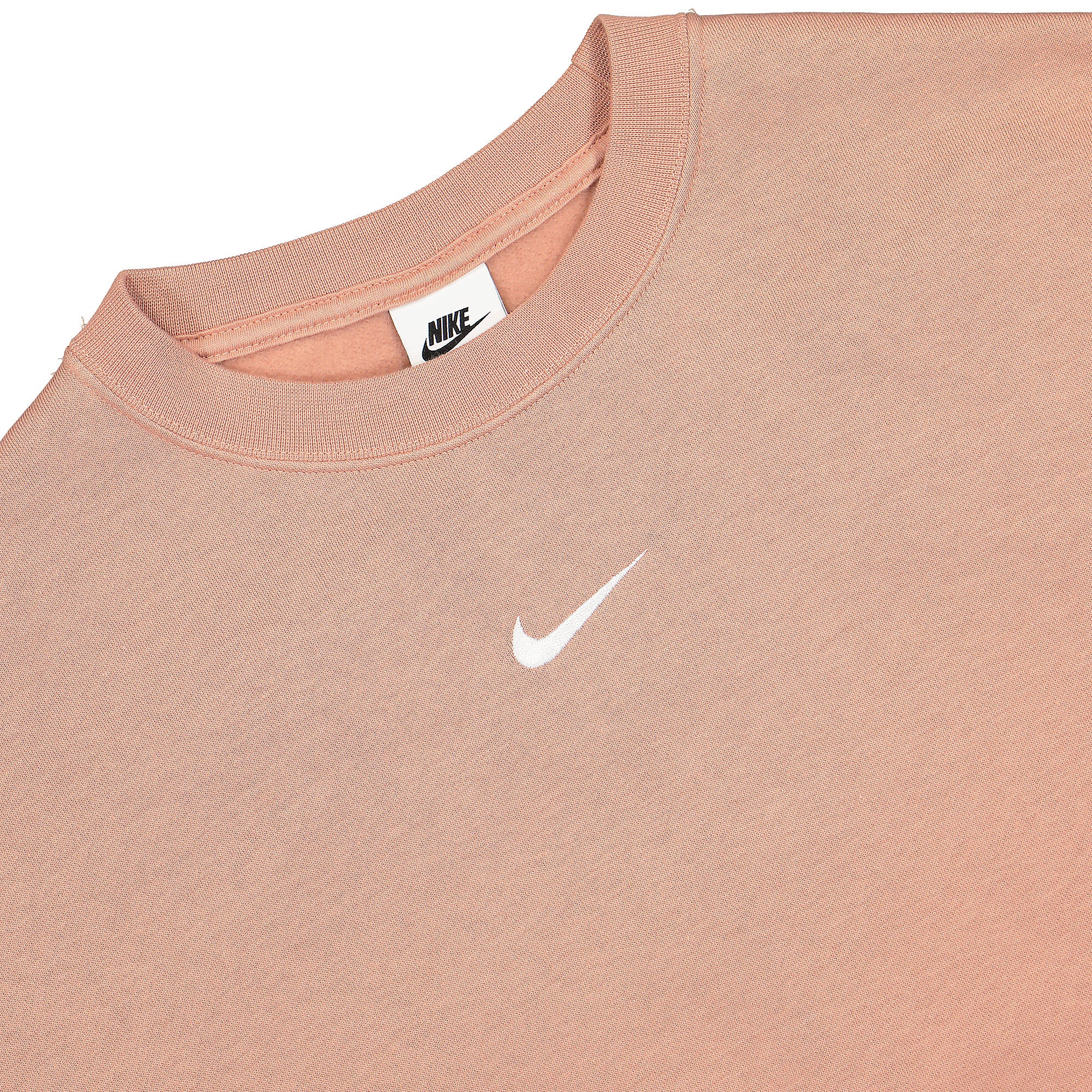 Nike Wmns NSW Essentials Collection Fleece Oversized Crew Sweatshirt Rose Whisper / White Sweatshirts Close-up | Overkill