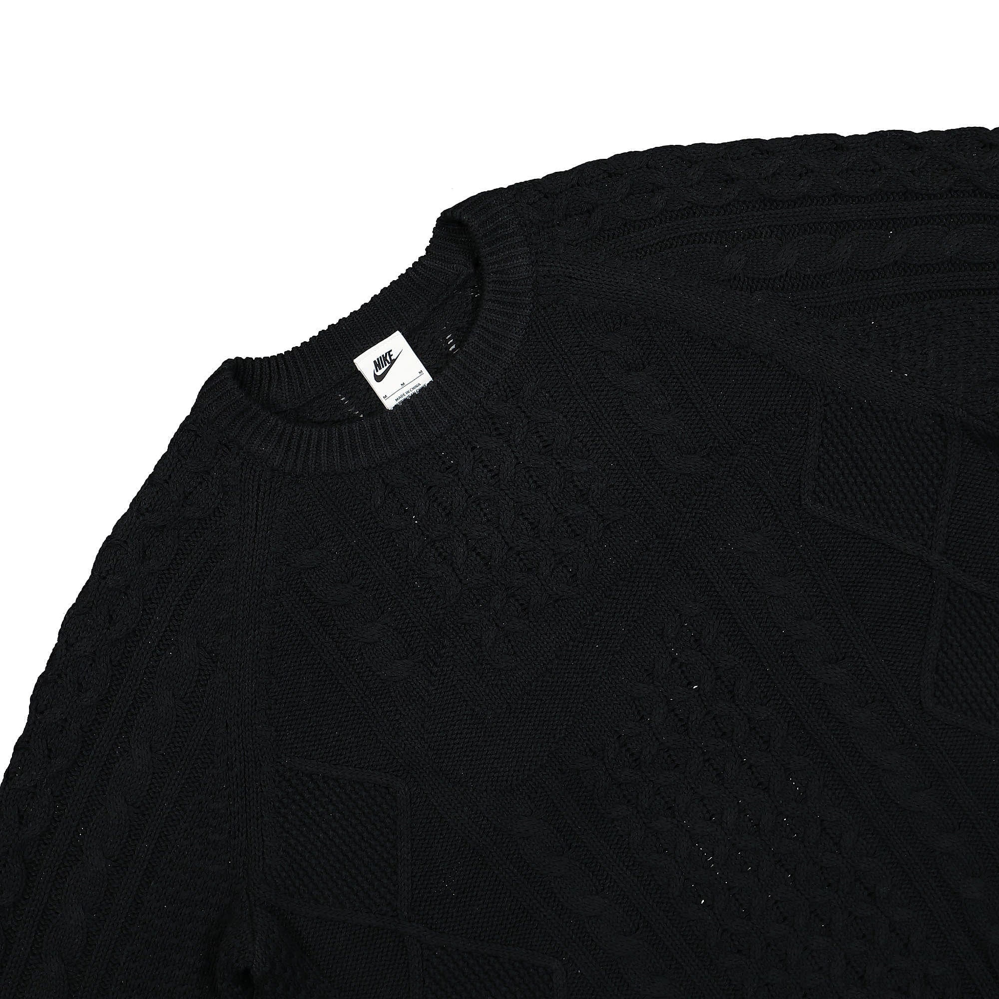 Nike Cable Knit Long Sleeve Sweater Black Sweatshirts Close-up | Overkill