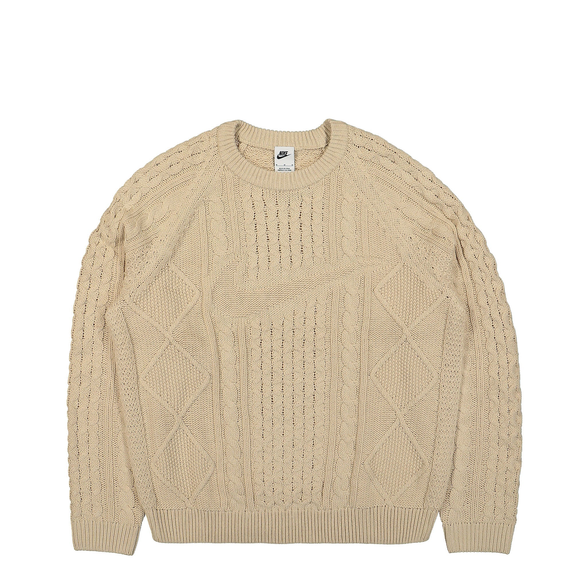 Nike Cable Knit Long Sleeve Sweater Rattan Sweatshirts DQ5176 206 | Overkill