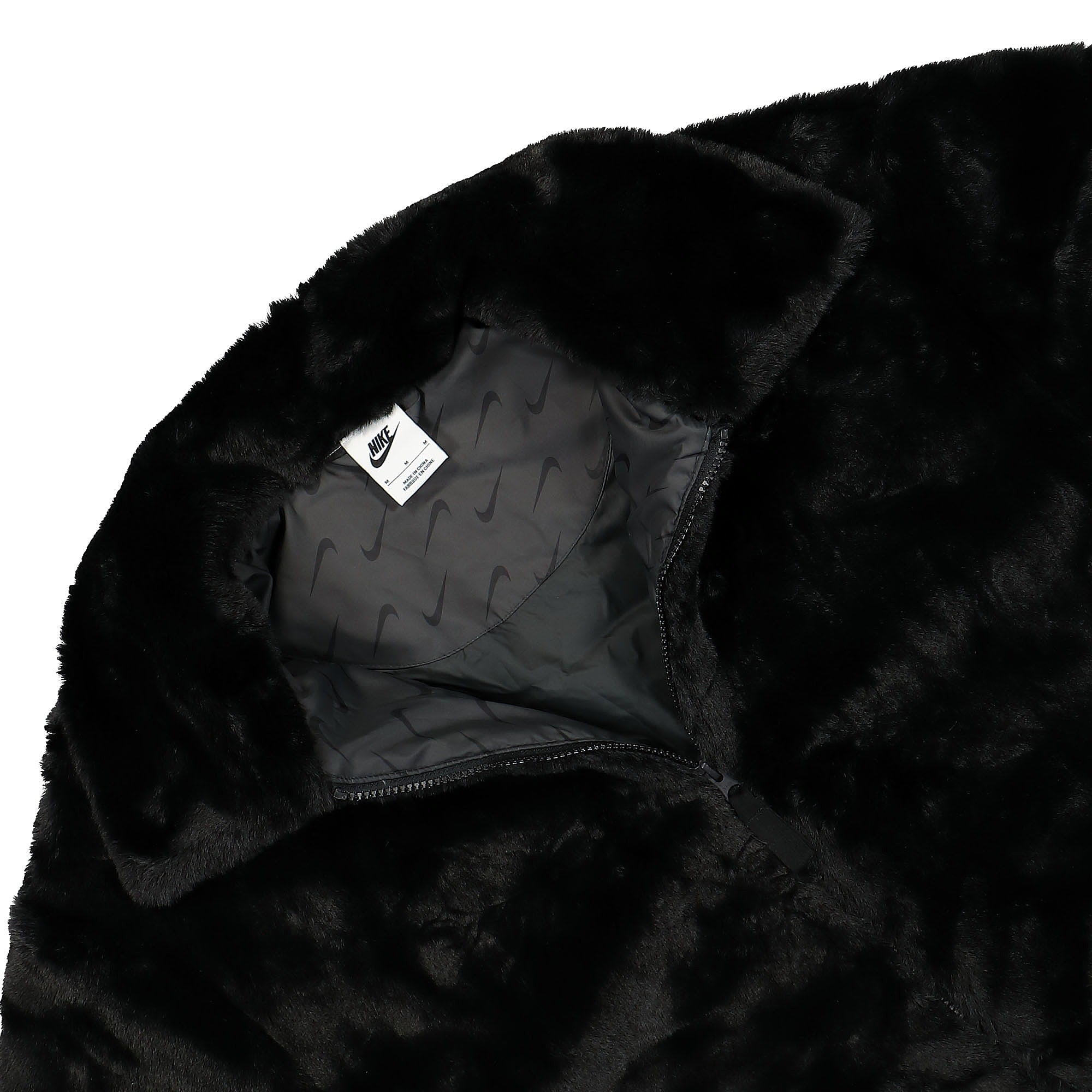 Nike W NSW Faux Fur Long Jacket Black / Dark Smoke Grey / Sail Jackets Close-up | Overkill