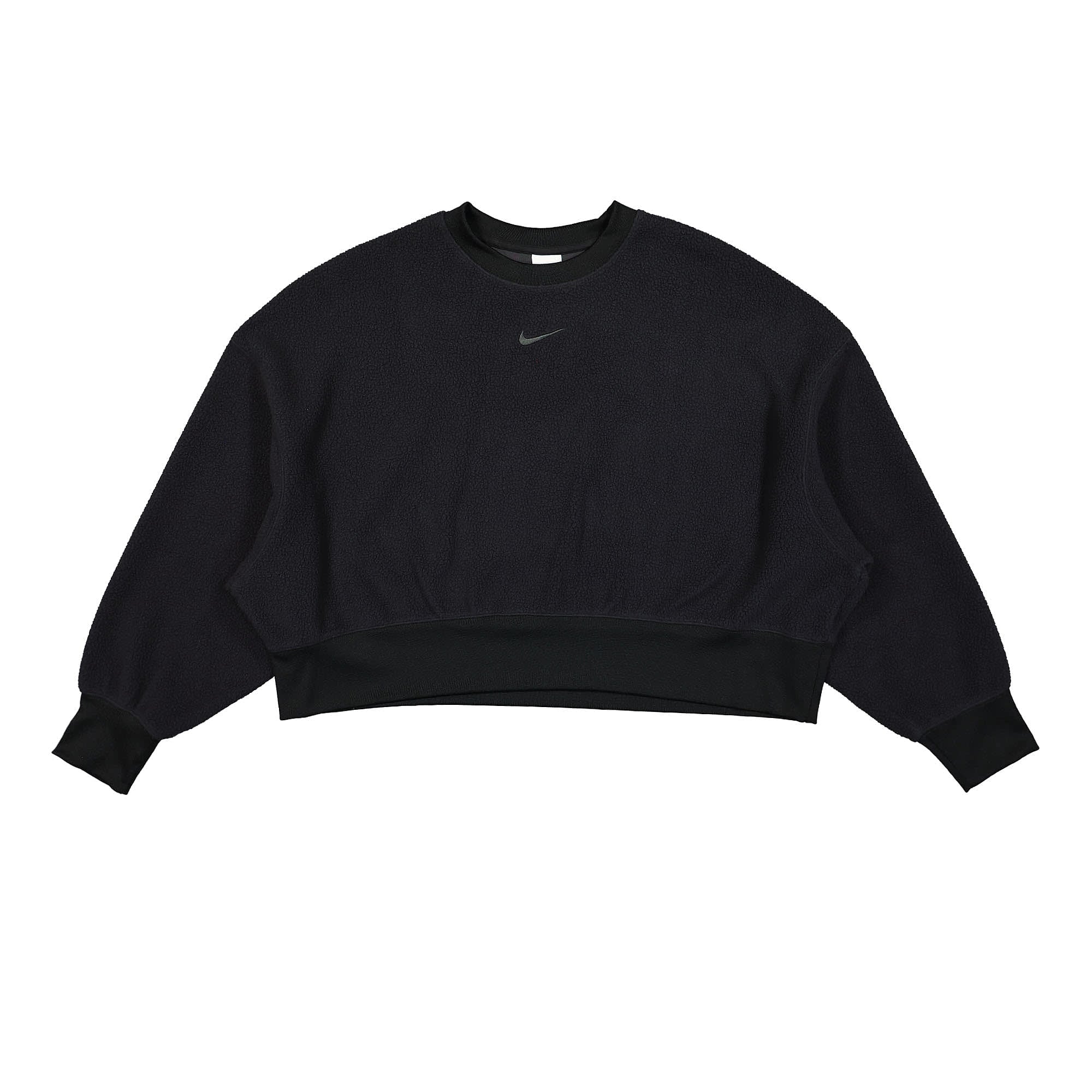 Nike Wmns NSW Plush Mod Crop Crew Black / Dark Smoke Grey Sweatshirts DQ6844 010 | Overkill
