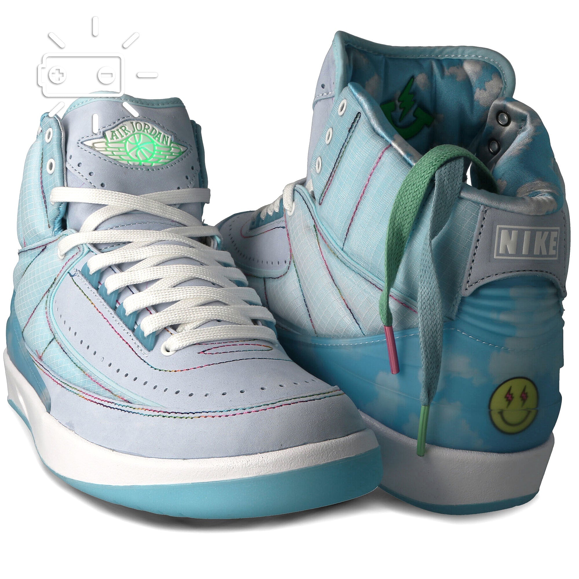 Jordan J Balvin x Air Jordan 2 Retro SP Celestine Blue-White - Multi - Color Sneakers Detail View 1 | Overkill