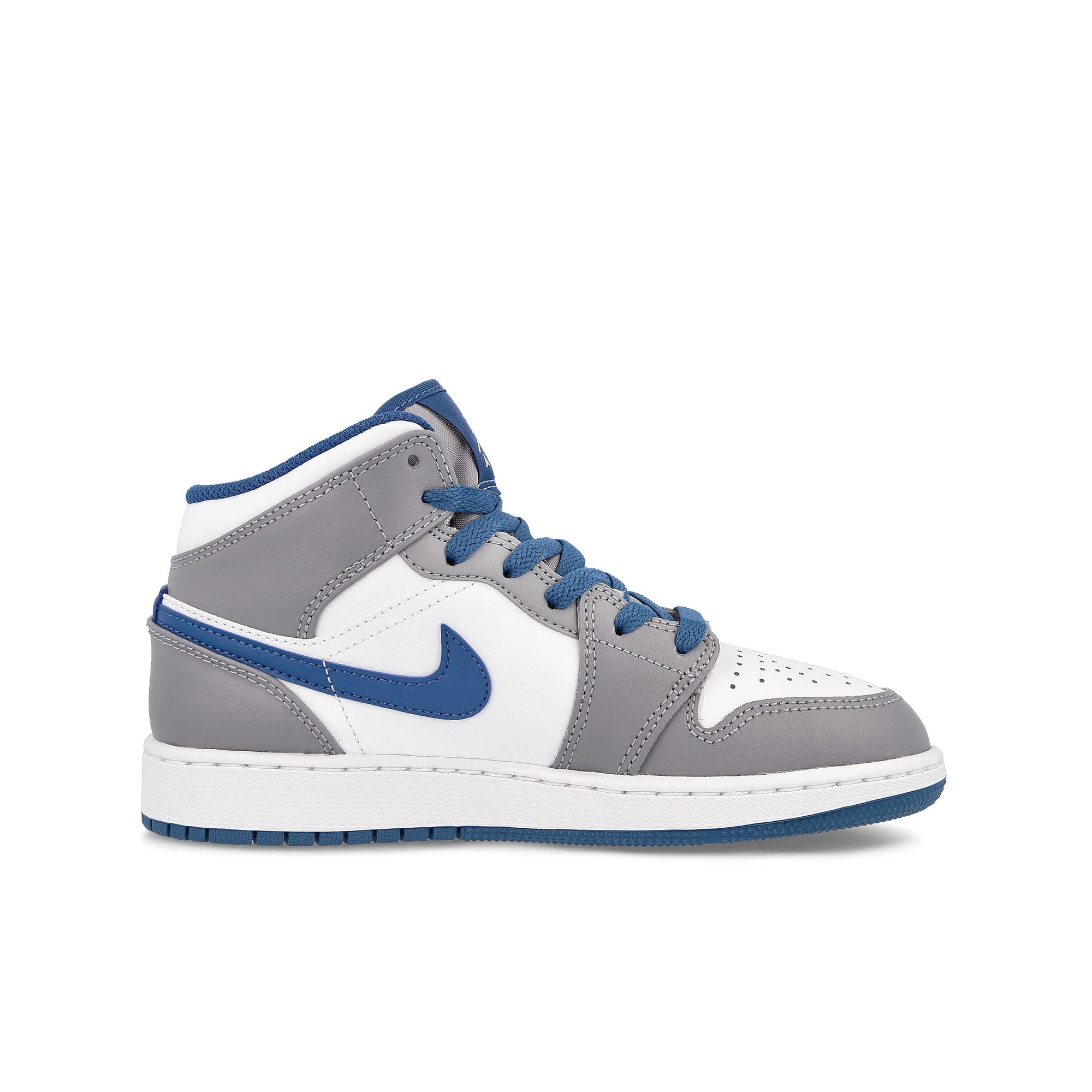 Jordan Air Jordan 1 Mid GS Cement Grey / White - True Blue Mid Top Sneakers Silhouette | Overkill