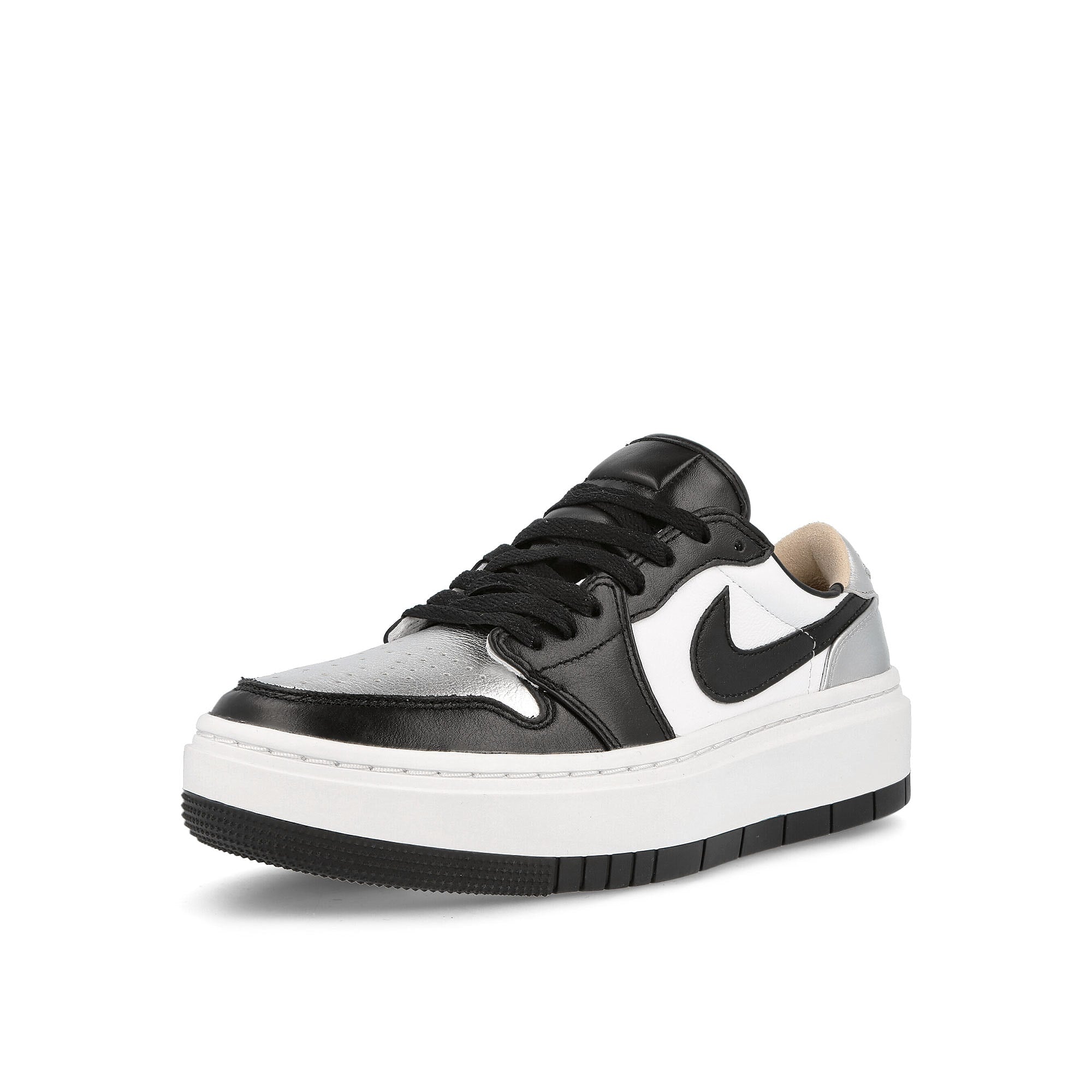 Jordan Wmns Air Jordan 1 Elevate Low SE Metallic Silver-Black - White - White Onyx Sneakers Close Up | Overkill