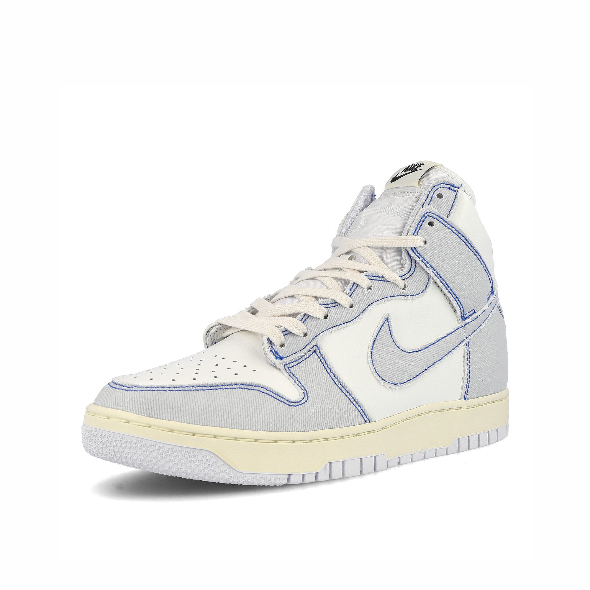 Nike dunk hi 1985 Summit White-Football Grey - Royal Blue High Top Sneakers Close Up | Overkill