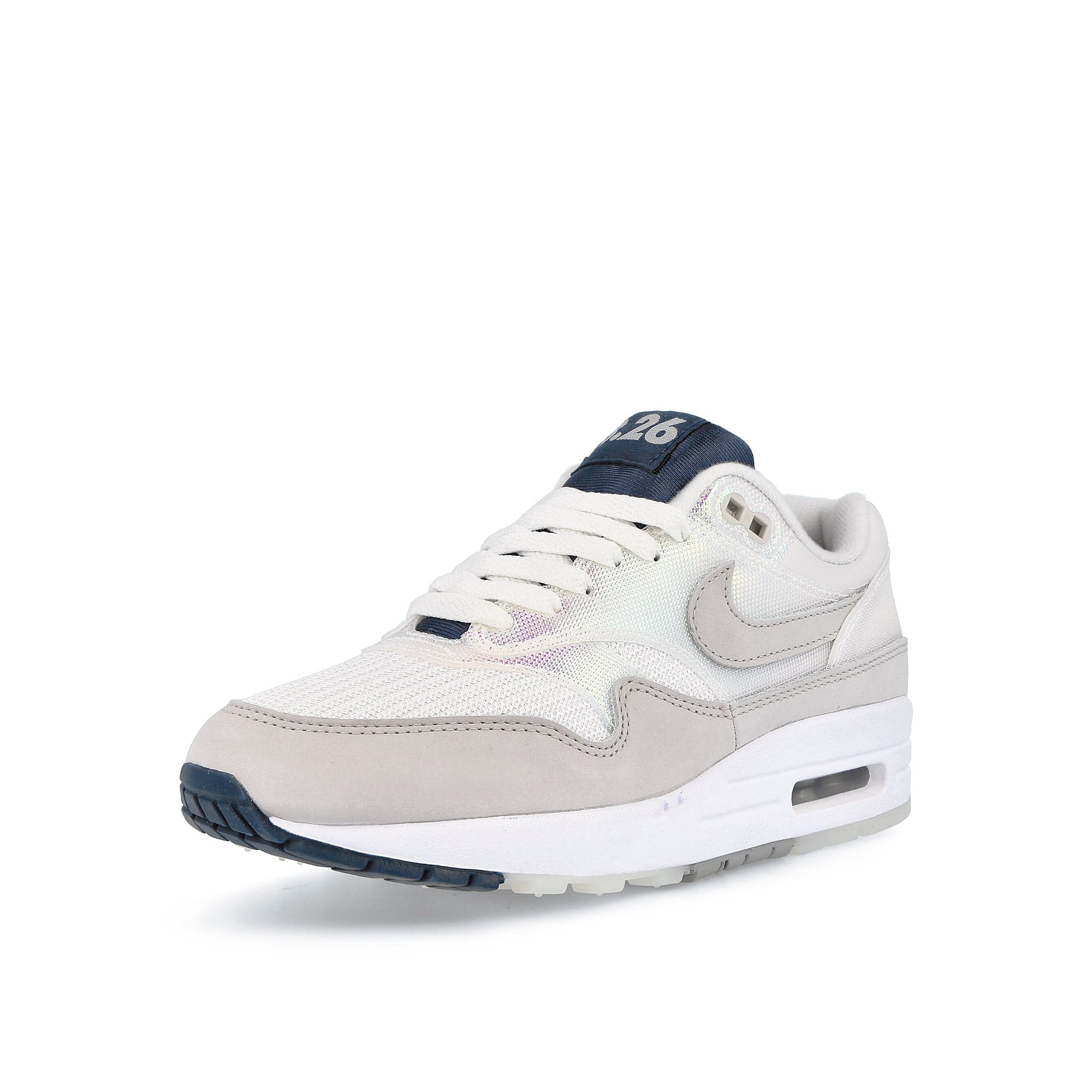 Nike wmns air max 1 amd Summit White-Light Bone - Light Smoke Grey Low Top Sneakers Close Up | Overkill