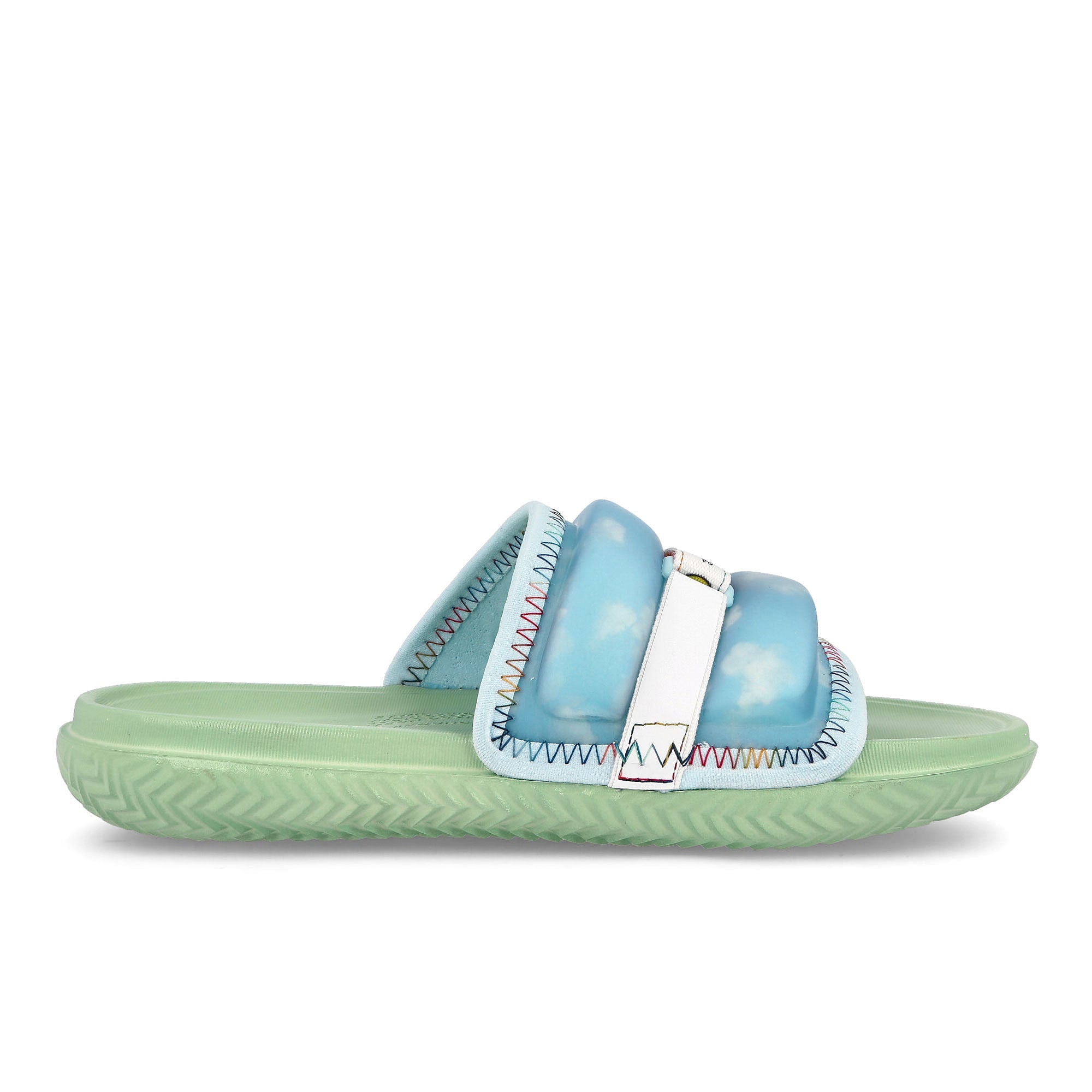 Jordan J Balvin x Air Jordan Super Play Slide SP Celecstine Blue / White - Enamel Green Slides, Sandals & Slippers Silhouette | Overkill