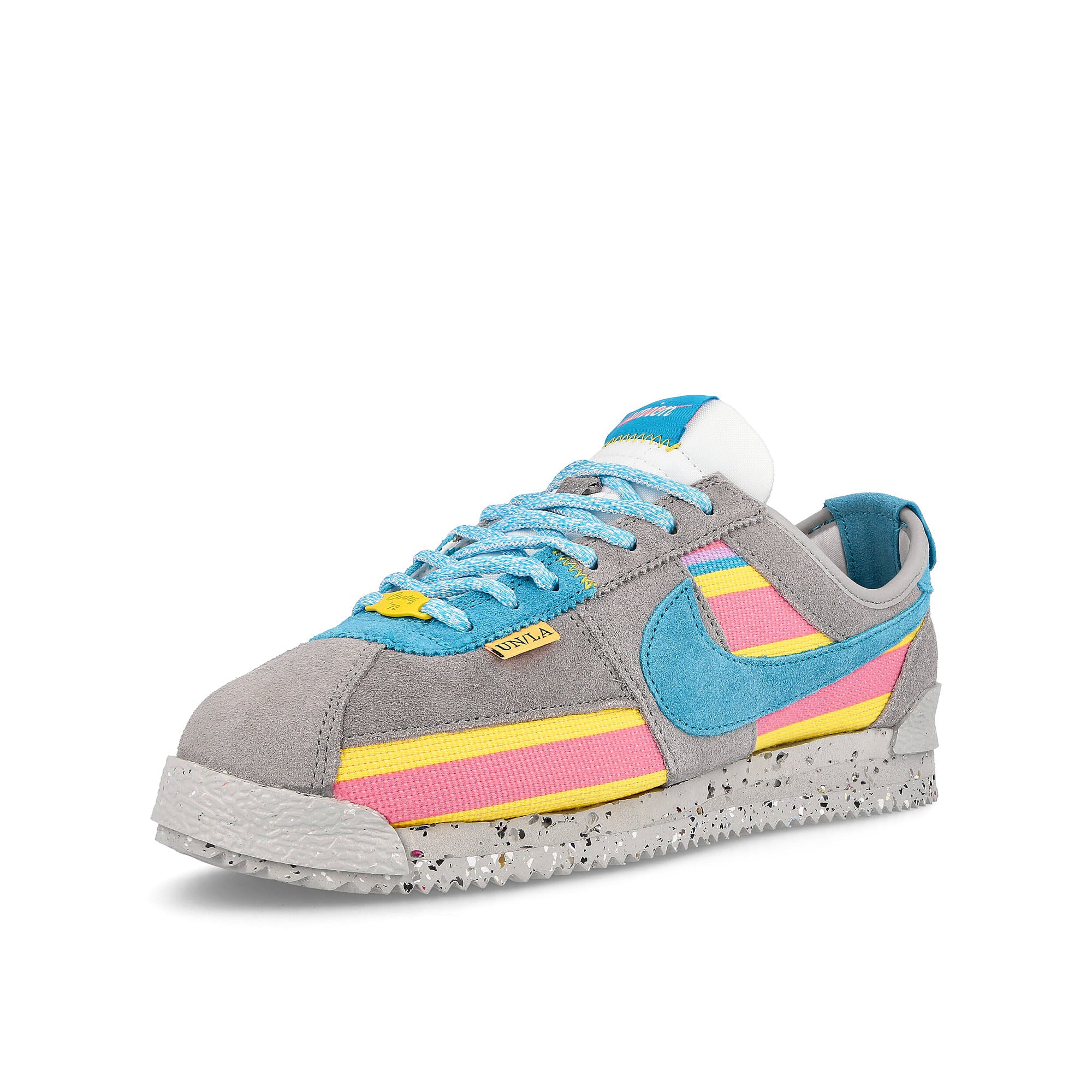 Nike Union LA x Nike Cortez SP Light Smoke Grey-Blue Fury - Coral Chalk Sneakers Close Up | Overkill