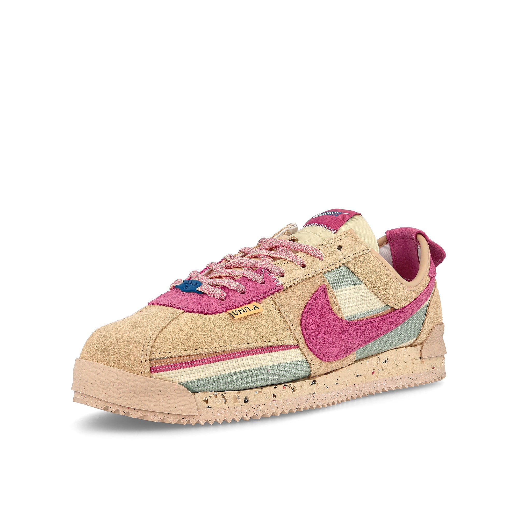 Nike Union LA x Nike Cortez SP Sesame / Pink Clay - Dutch Green Sneakers Close Up | Overkill